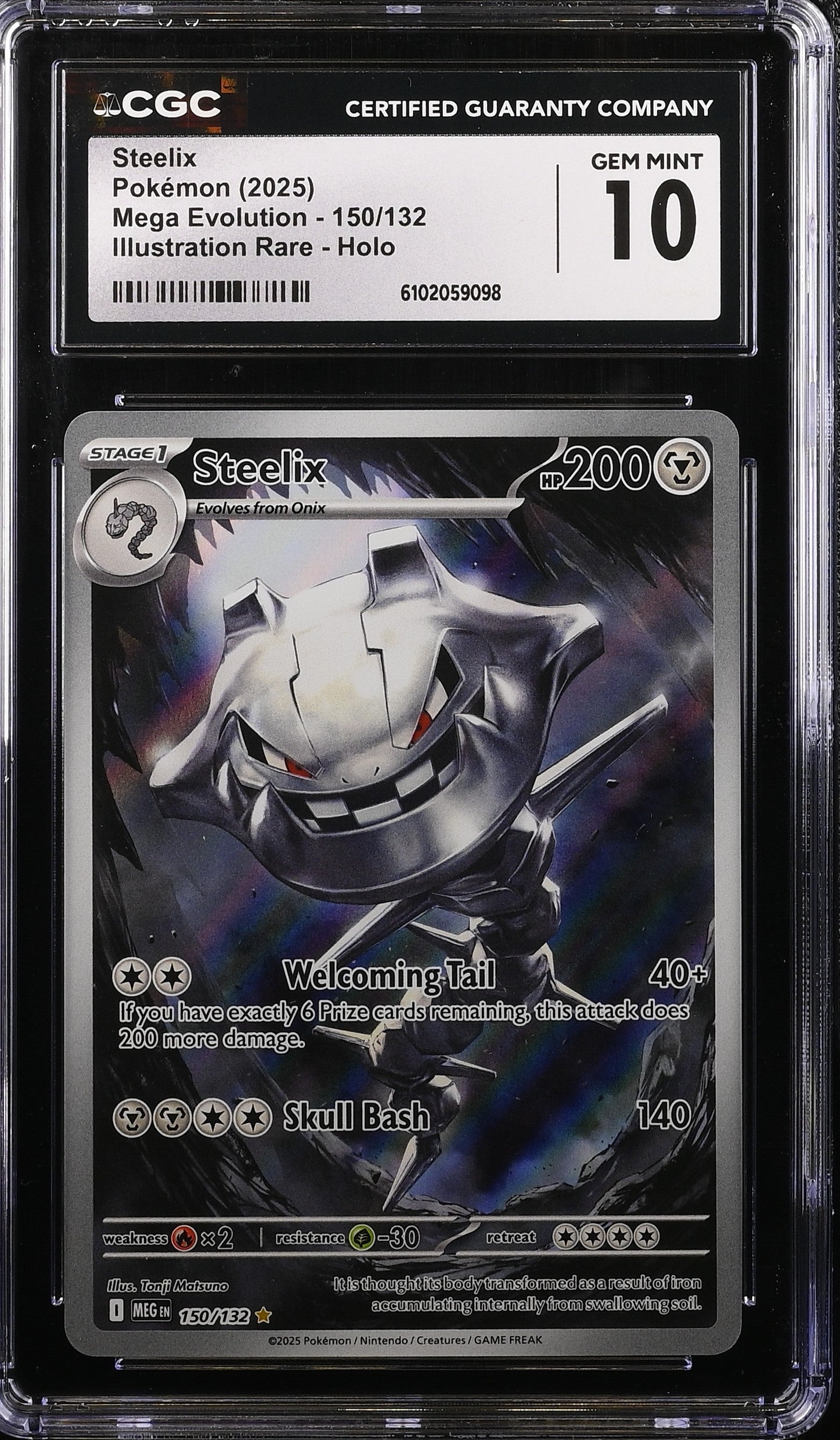 Steelix 150/132 CGC 10 Gem Mint 2025 Illustration Rare Holo Mega Evolution Pokemon English