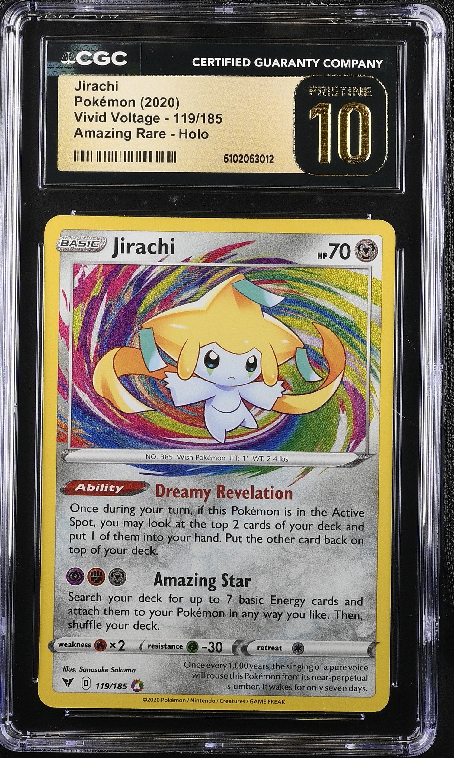 Jirachi 119/185 CGC 10 Pristine 2020 Amazing Rare Holo Vivid Voltage Pokemon English