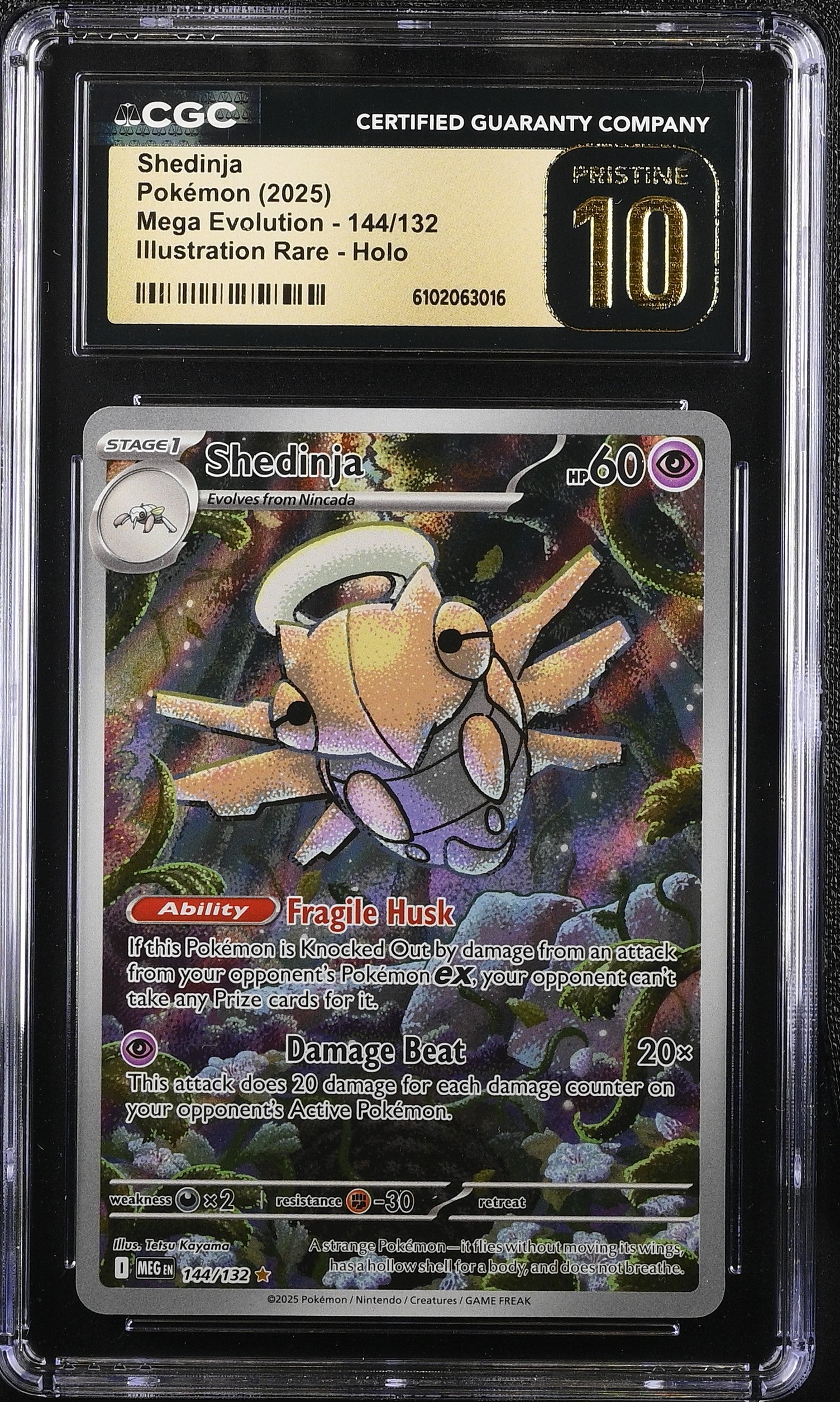 Shedinja 144/132 CGC 10 Pristine 2025 Illustration Rare Holo Mega Evolution Pokemon English
