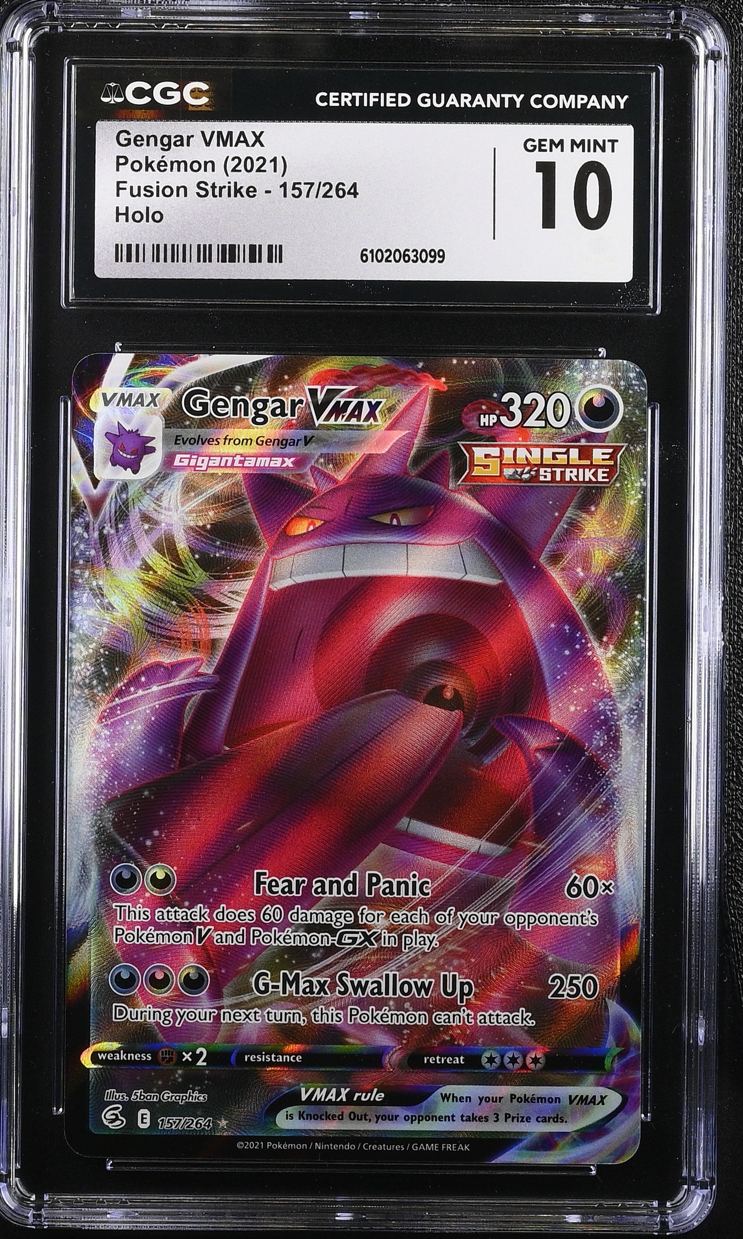Gengar Vmax 157/264 CGC 10 Gem Mint 2021 Holo Fusion Strike Pokemon English