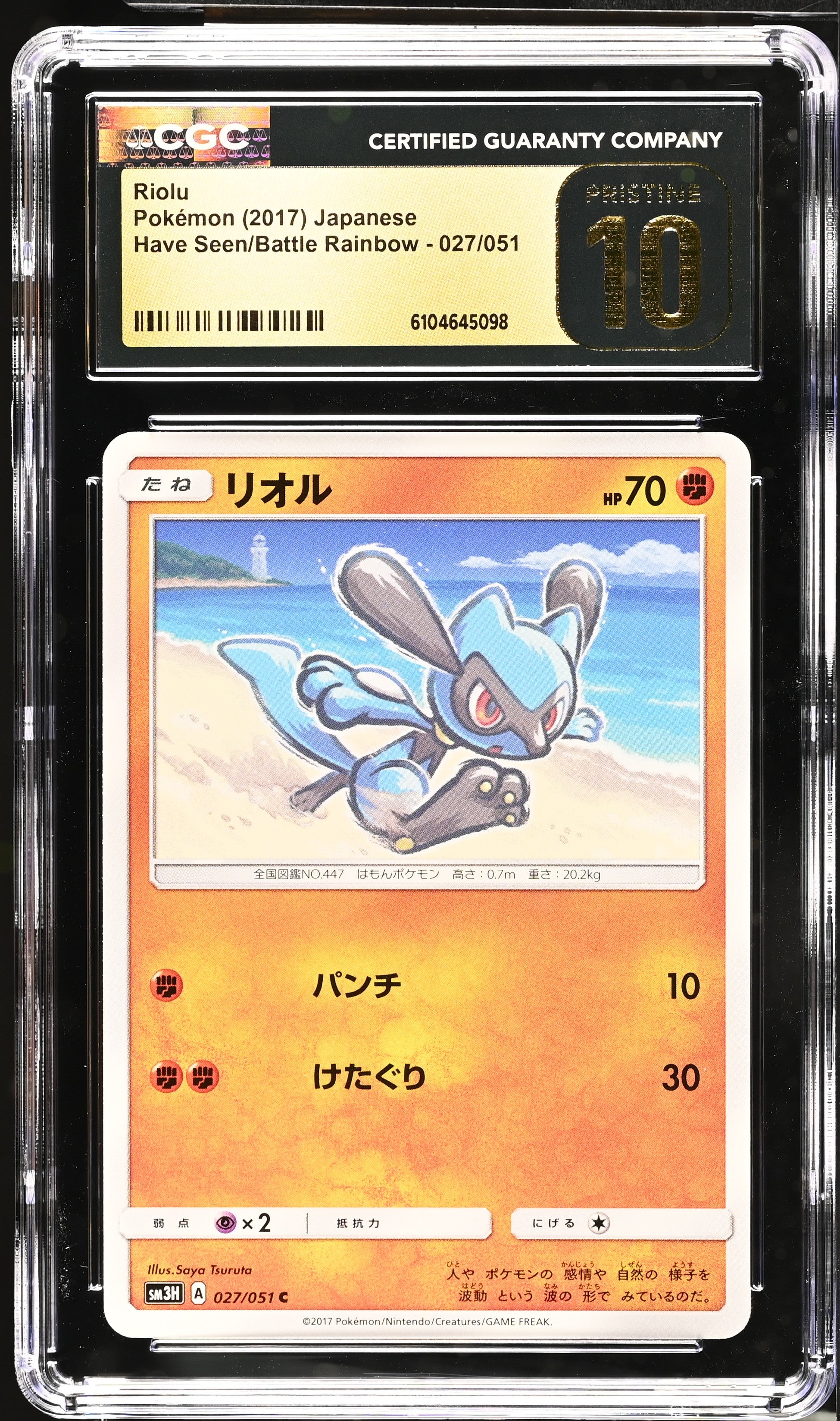 Riolu 027/051 CGC 10 Pristine 2017 Have Seen/battle Rainbow Pokemon Japanese