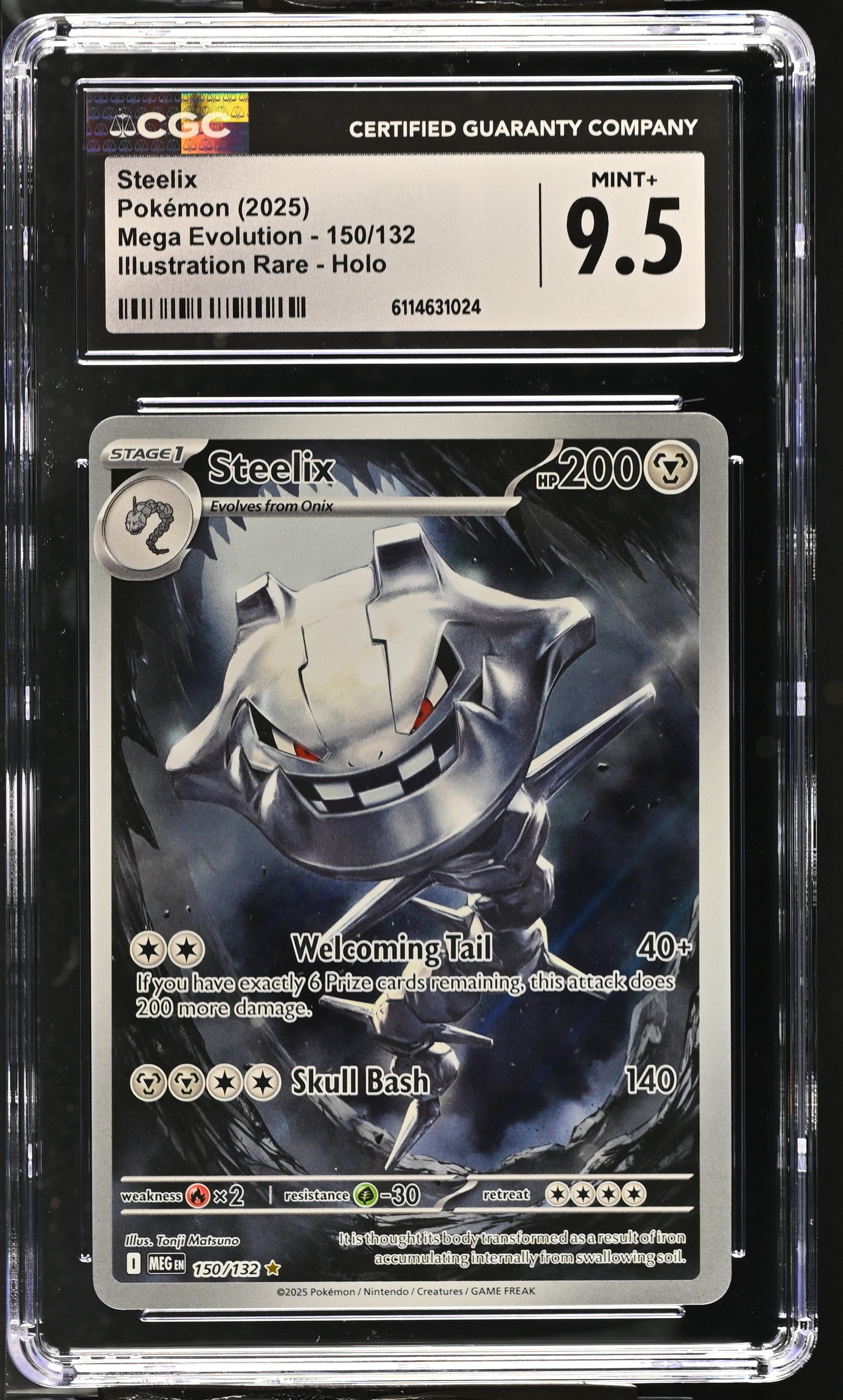 Steelix 150/132 CGC 9.5 Mint+ 2025 Illustration Rare Holo Mega Evolution Pokemon