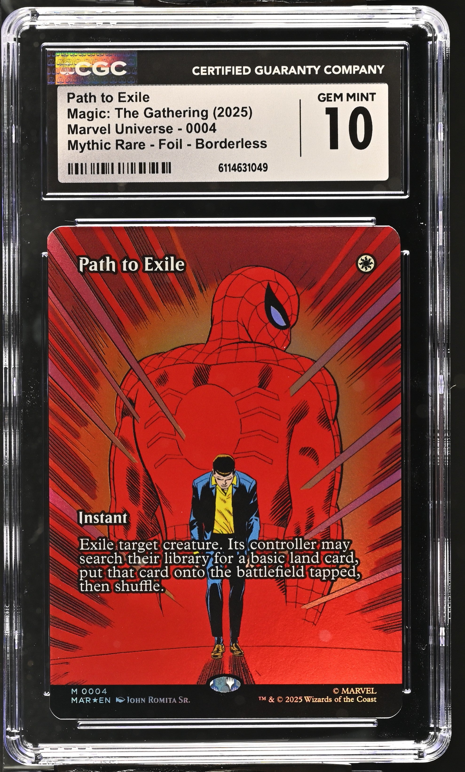 Path To Exile 0004 CGC 10 Gem Mint 2025 Foil Borderless Marvel Universe Magic: The Gathering
