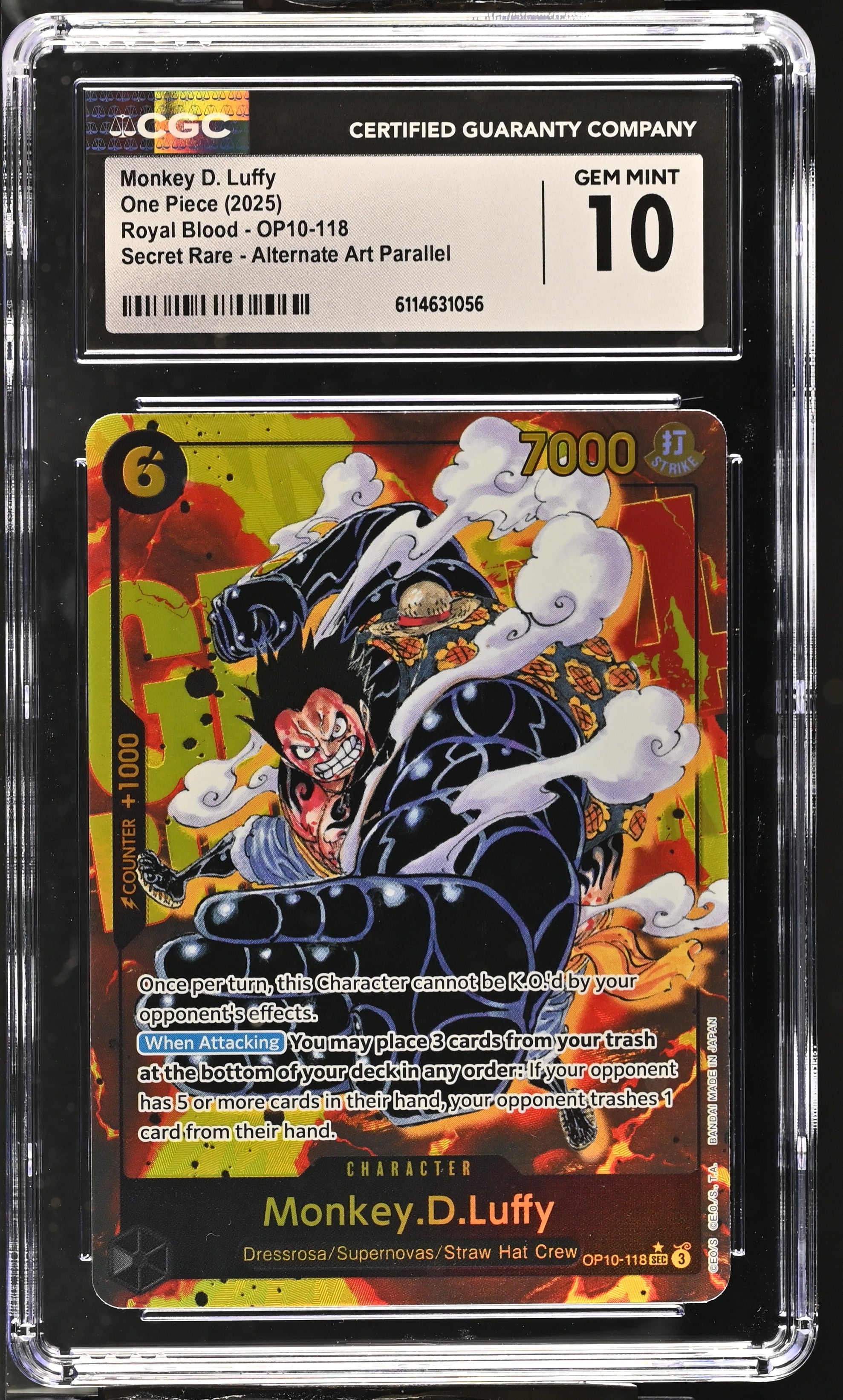 Monkey D. Luffy OP10-118 CGC 10 Gem Mint 2025 Alternate Art Parallel Royal Blood One Piece