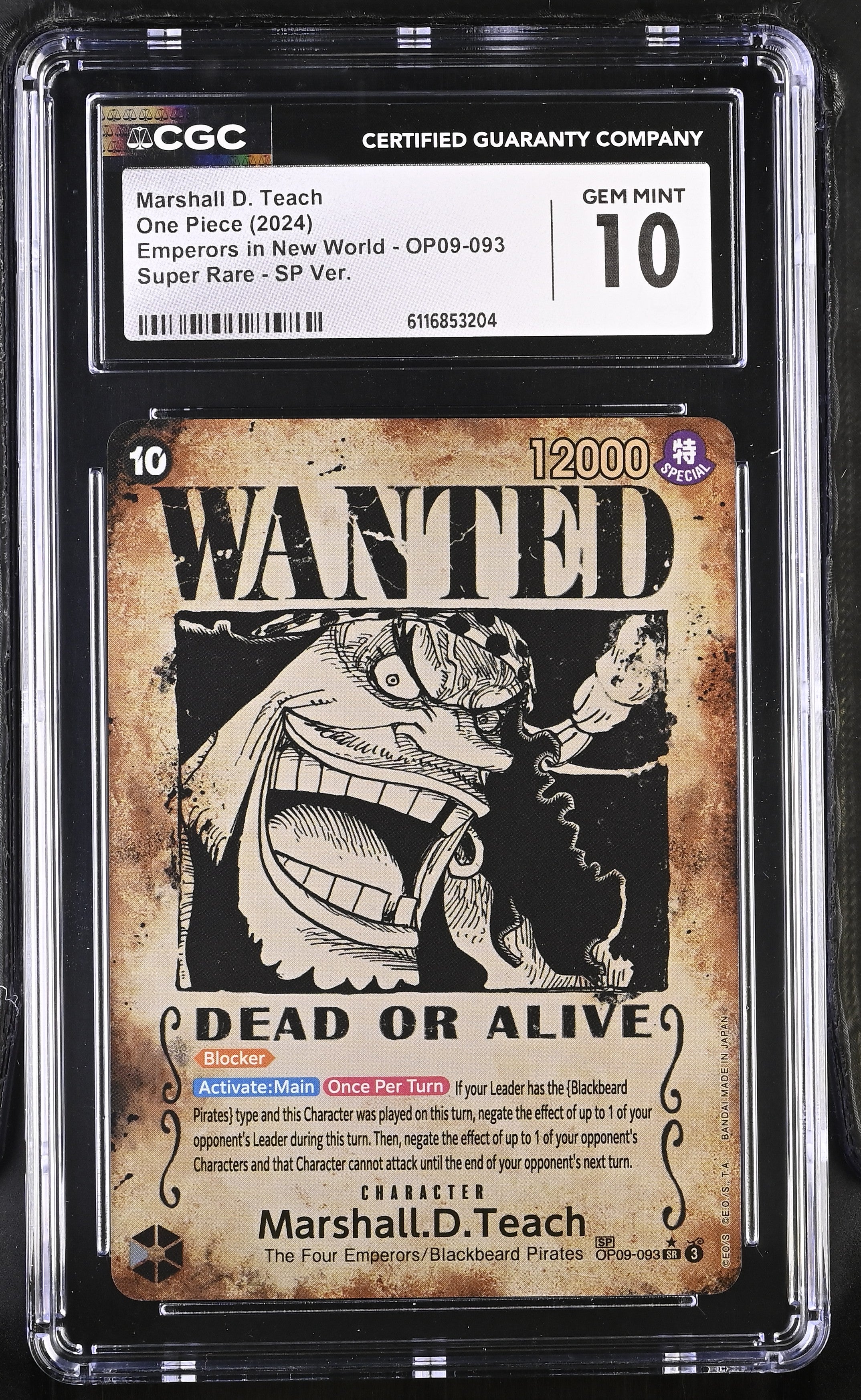 WANTED Marshall D. Teach OP09-093 CGC 10 Gem Mint 2024 Sp One Piece English