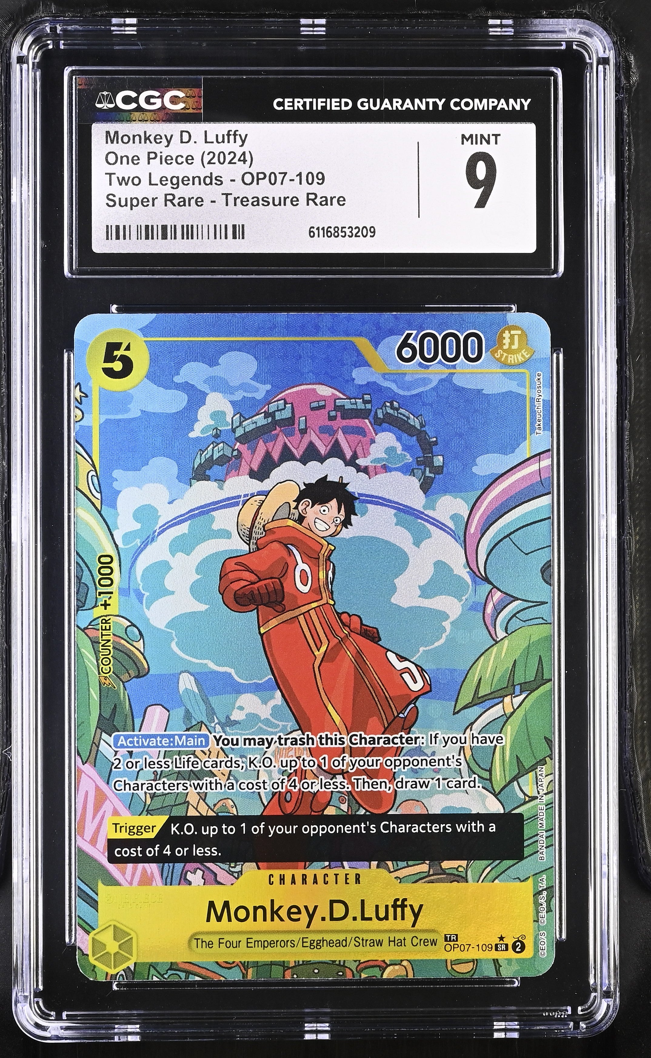 Monkey D. Luffy OP07-109 CGC 9 Mint 2024 TR Treasure Rare One Piece English