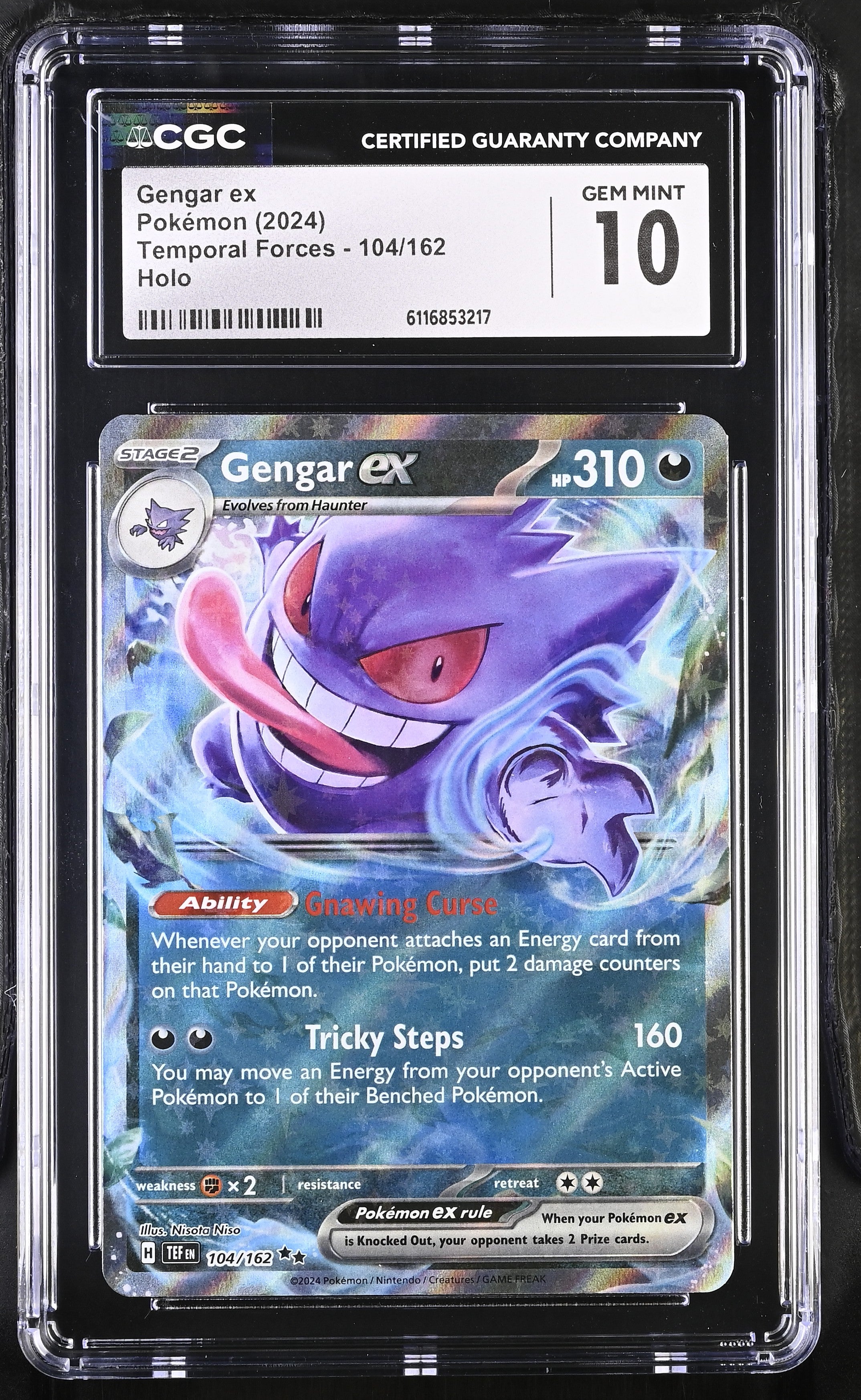 Gengar EX 104/162 CGC 10 Gem Mint 2024 Holo Temporal Forces Pokemon English