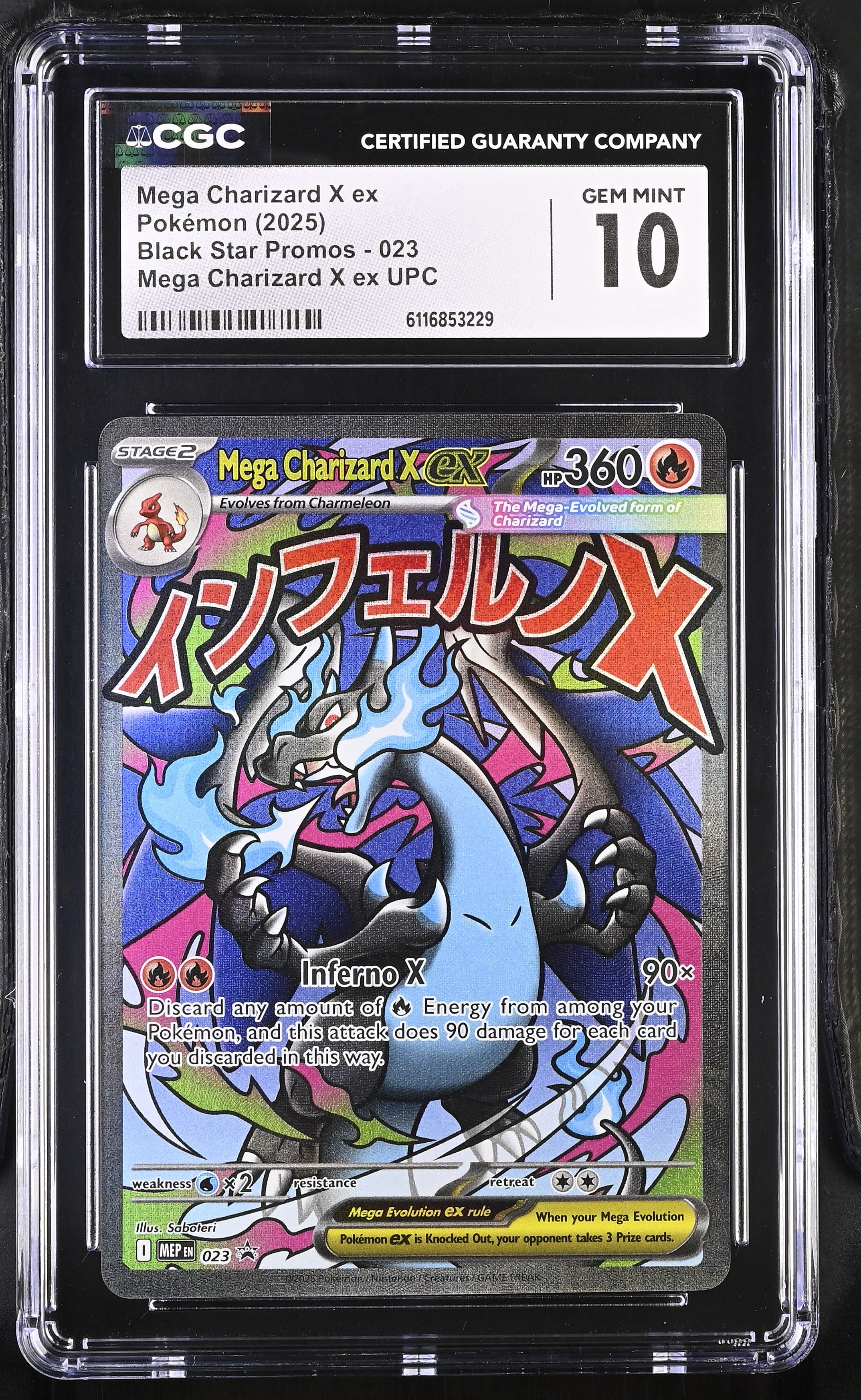 Mega Charizard X EX 023 CGC 10 Gem Mint 2025 Upc Black Star Promos Pokemon English