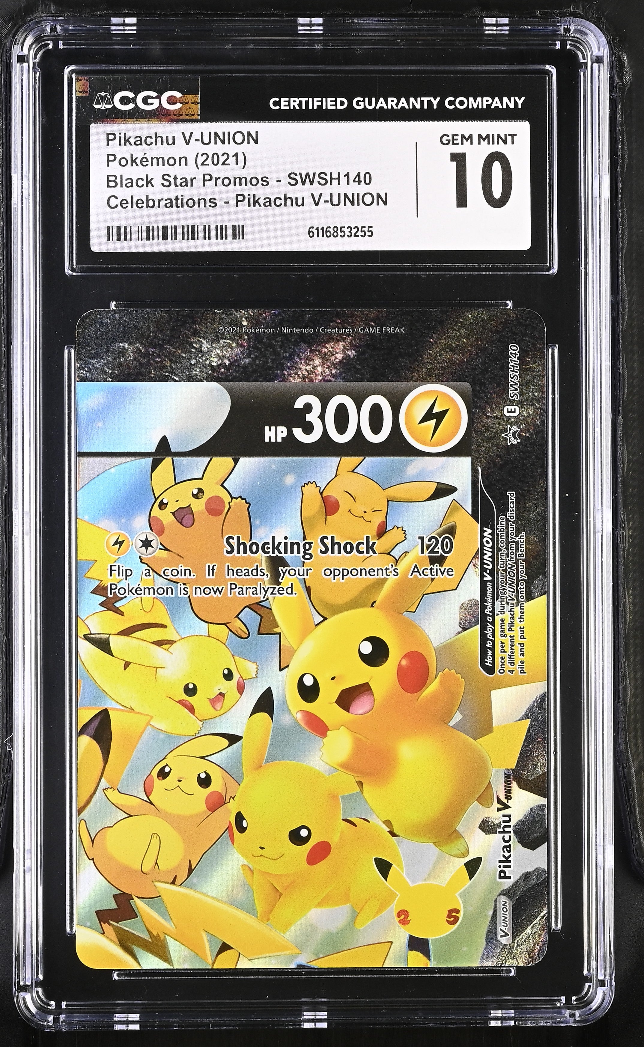Pikachu V-union SWSH140 CGC 10 Gem Mint 2021 Celebrations Promo Pokemon English