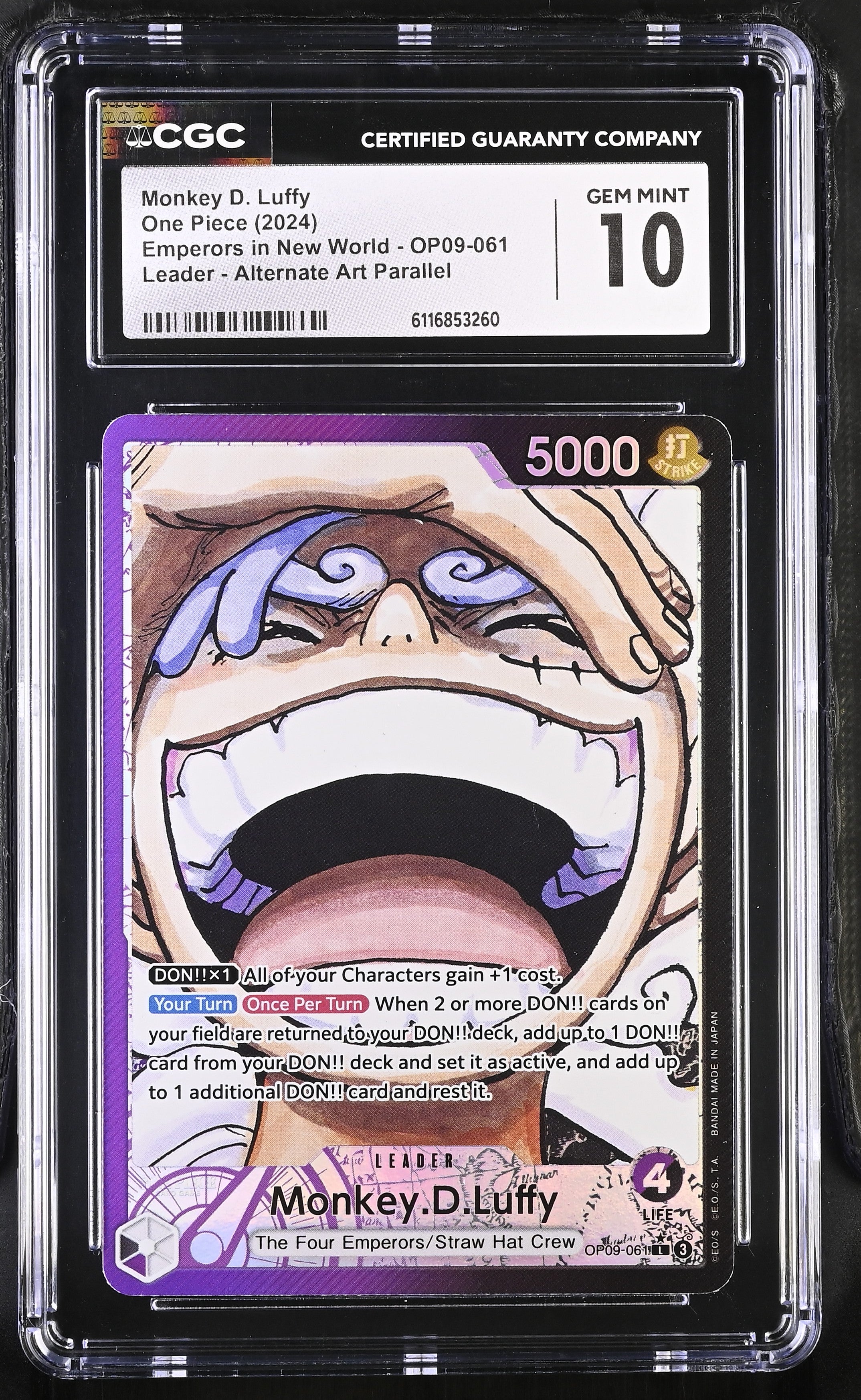 Monkey D. Luffy OP09-061 CGC 10 2024 Alternate Art Parallel One Piece English