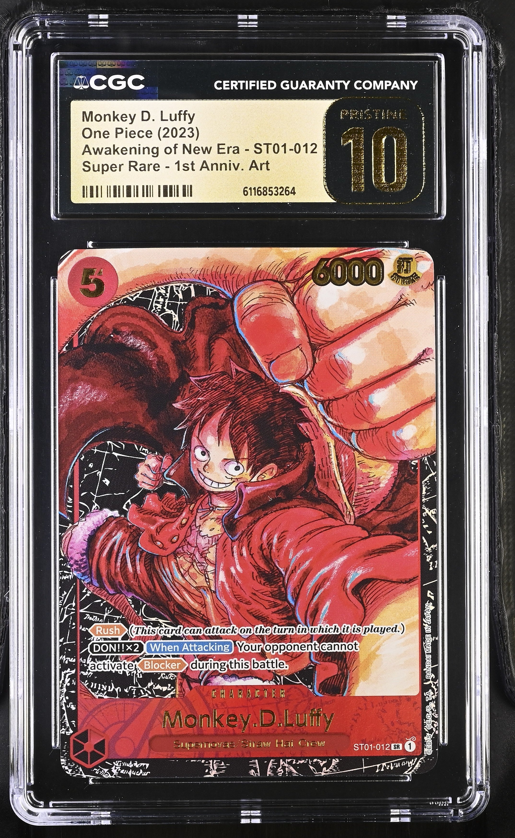 Monkey D. Luffy ST01-012 CGC 10 Pristine 2023 1st Annivesary Oda One Piece English