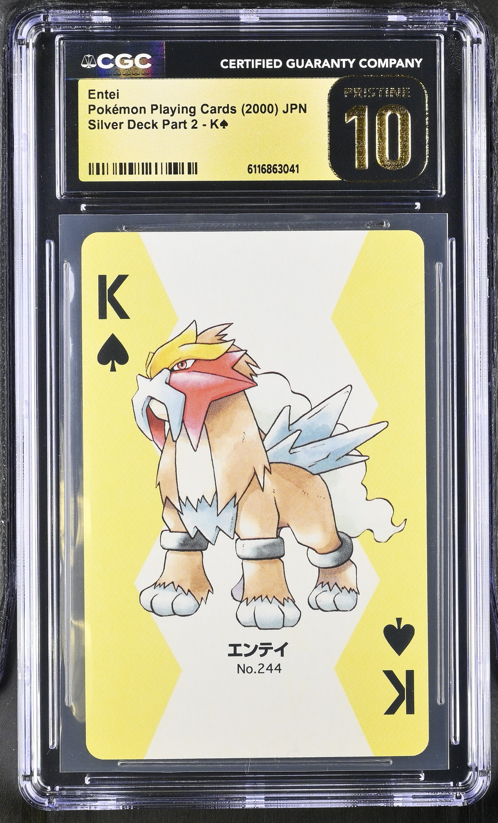 Entei K CGC 10 Pristine 2000 Silver Deck Part 2 Pokemon Poker Card Japanese