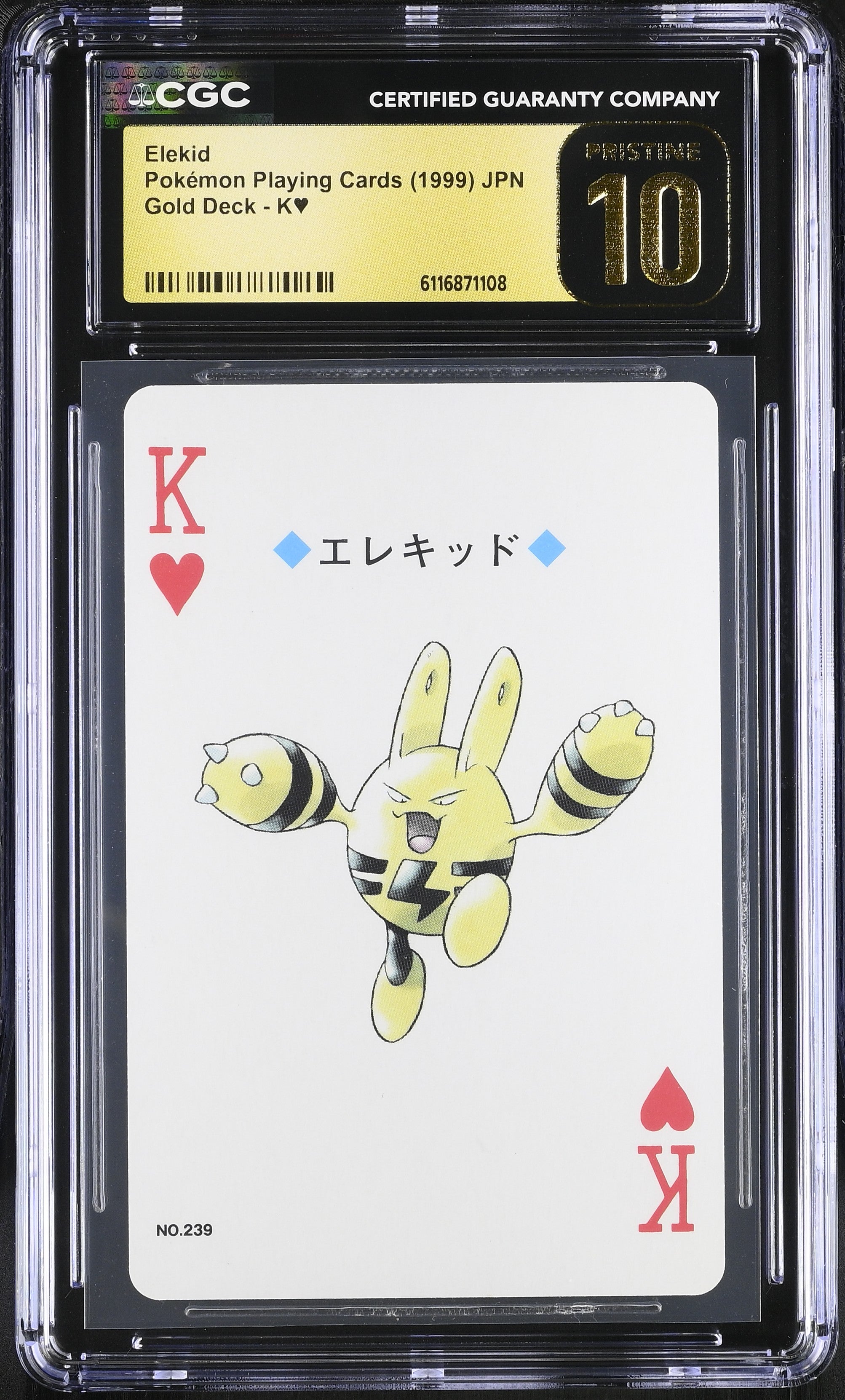 Elekid K CGC 10 Pristine 1999 Gold Poker Deck Pokemon Playing Card Japanese