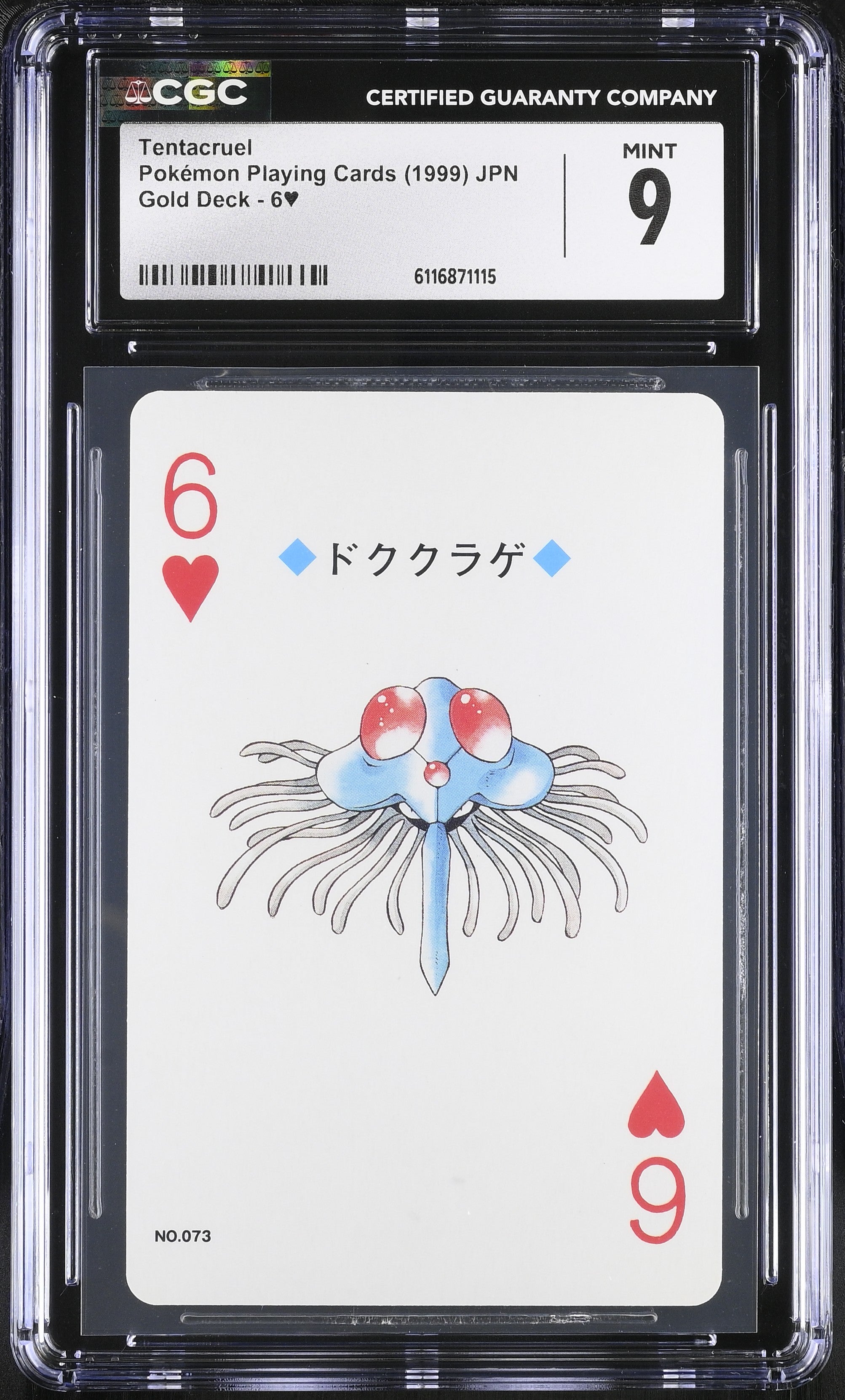 Tentacruel 6§ CGC 9 Mint 1999 Poker Gold Deck Pokemon Playing Card Japanese