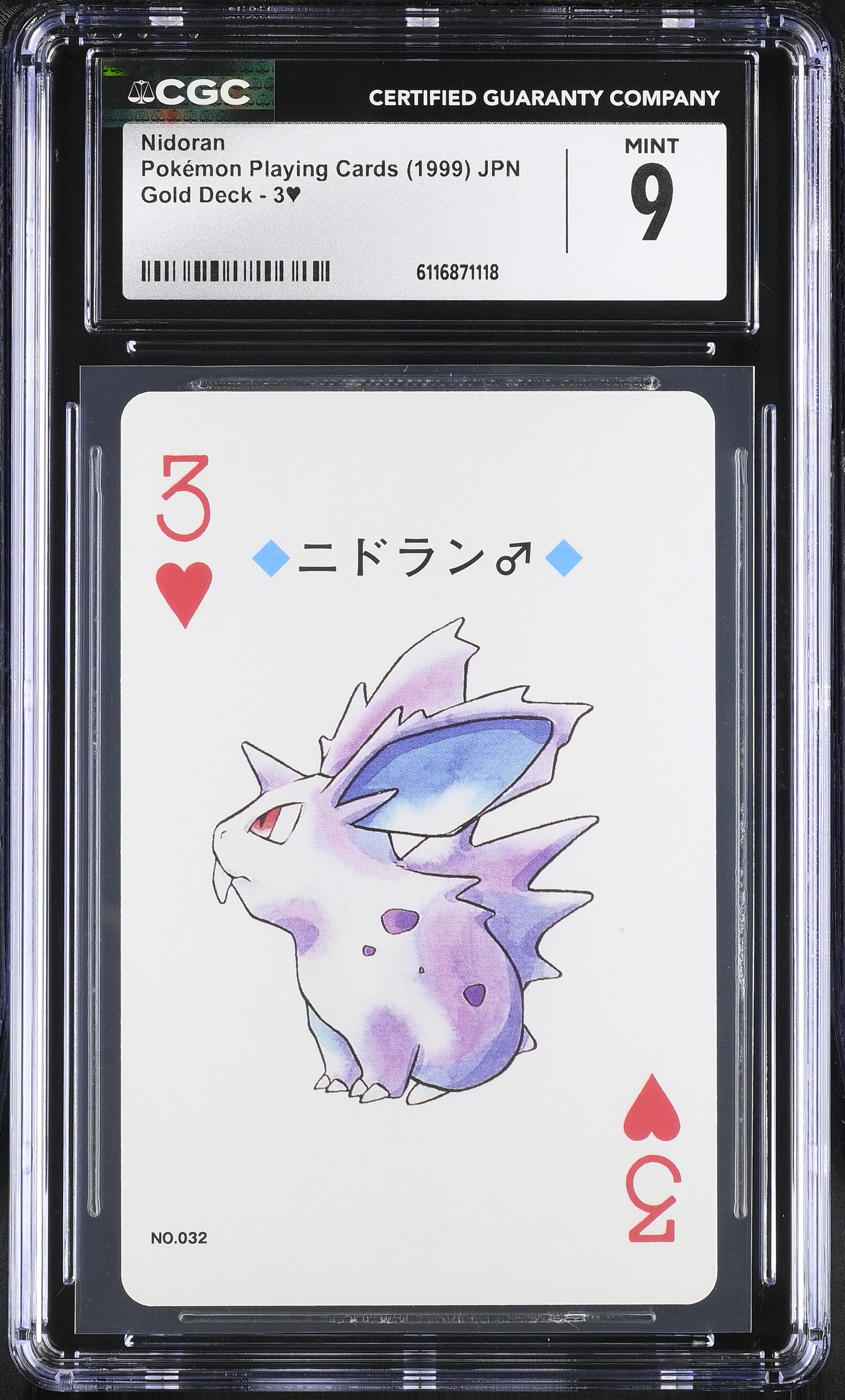 Nidoran 3 CGC 9 Mint 1999 Poker Gold Deck Pokemon Playing Card Japanese