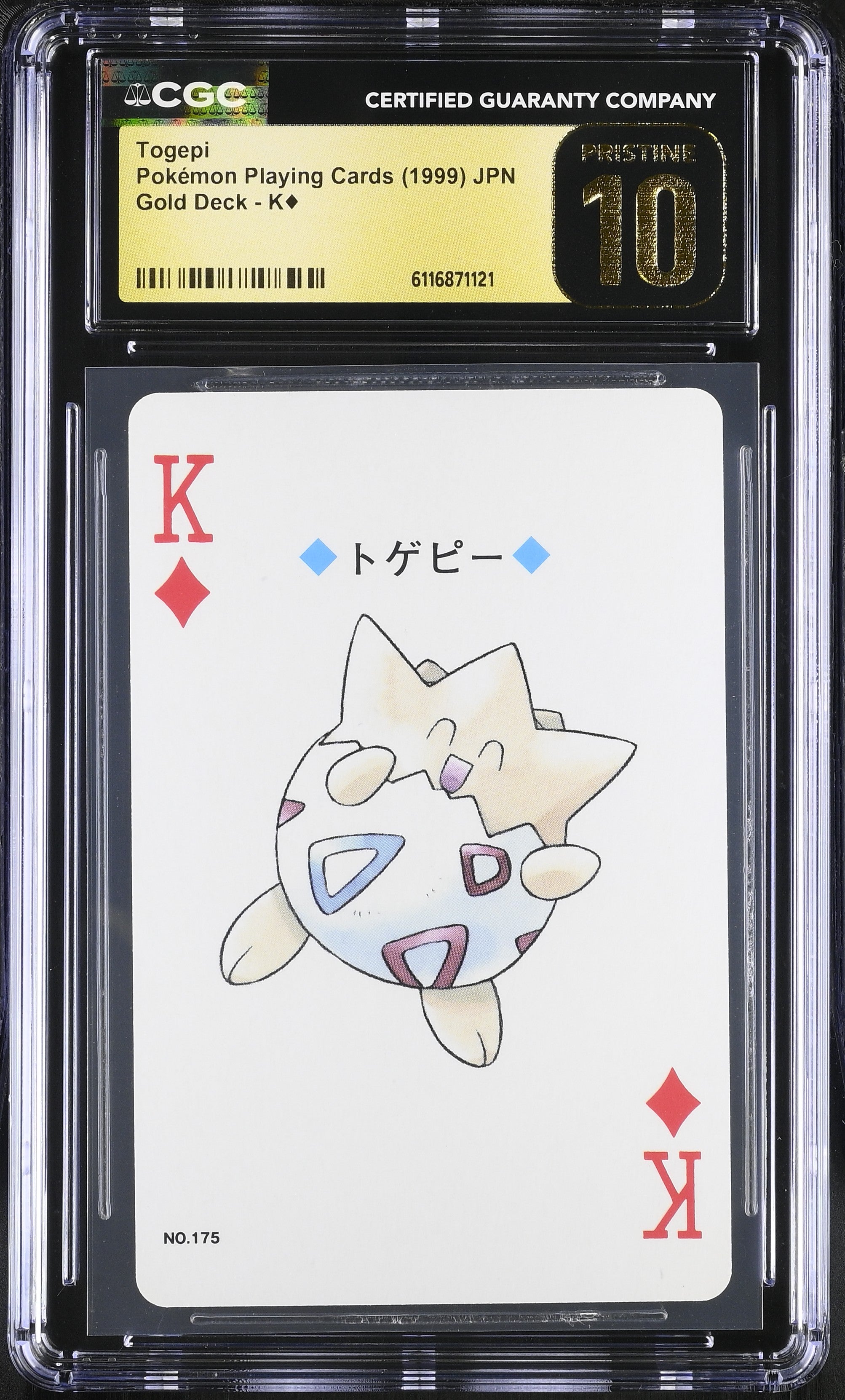 Togepi K CGC 10 Pristine 1999 Gold Poker Deck Pokemon Playing Card Japanese