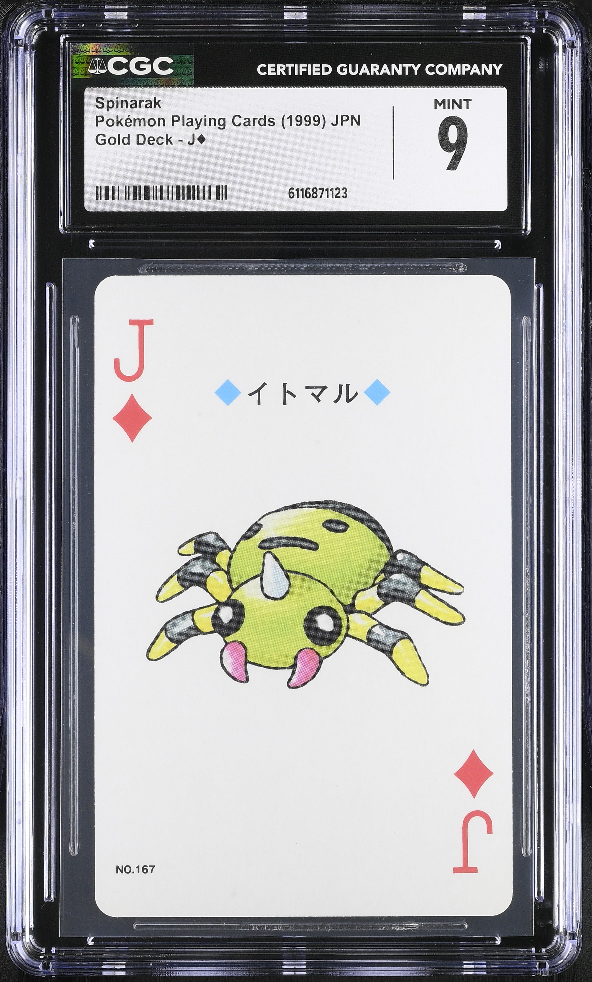 Spinarak J¦ CGC 9 Mint 1999 Poker Gold Deck Pokemon Playing Card Japanese