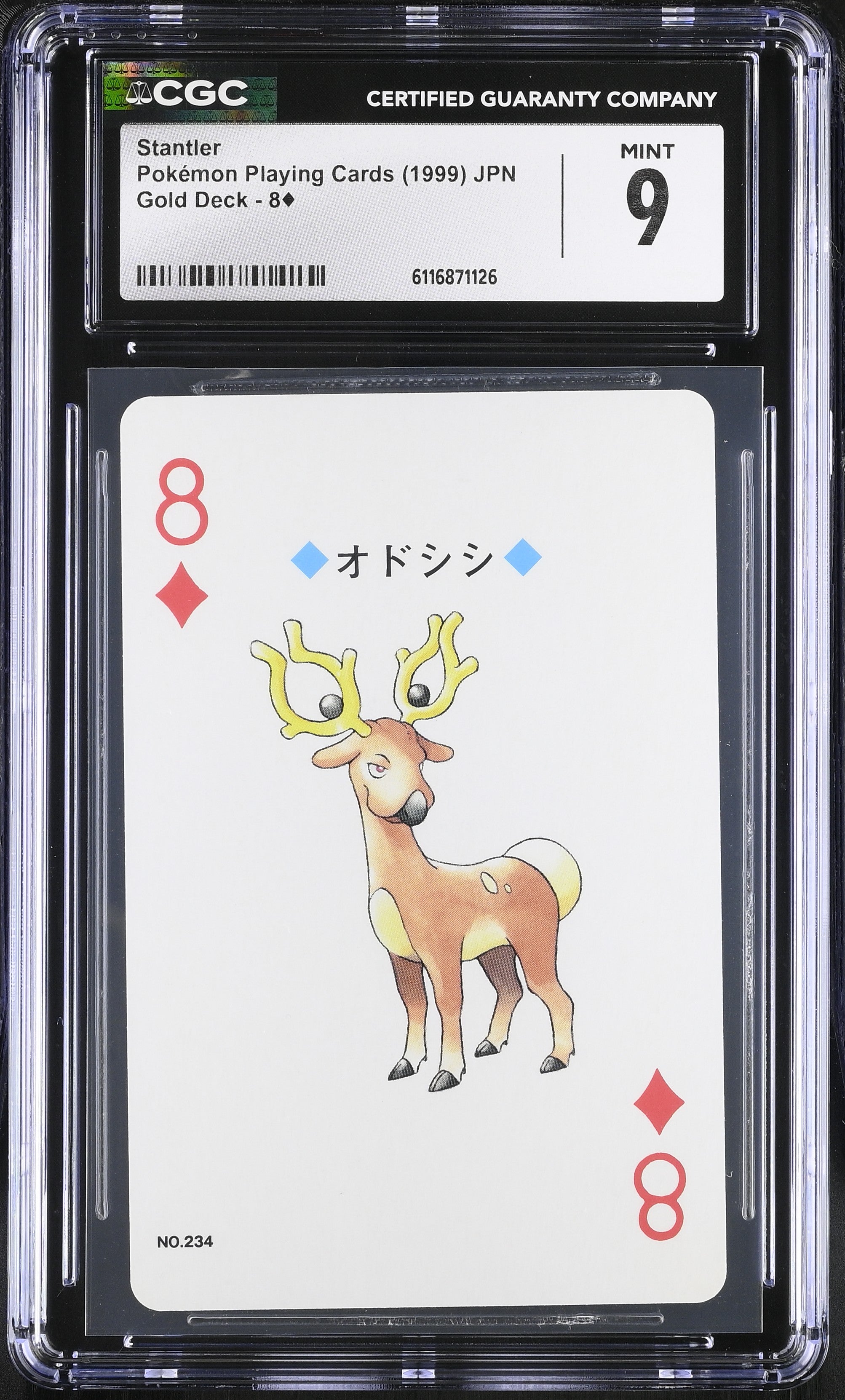 Stantler 8¦ CGC 9 Mint 1999 Poker Gold Deck Pokemon Playing Card Japanese