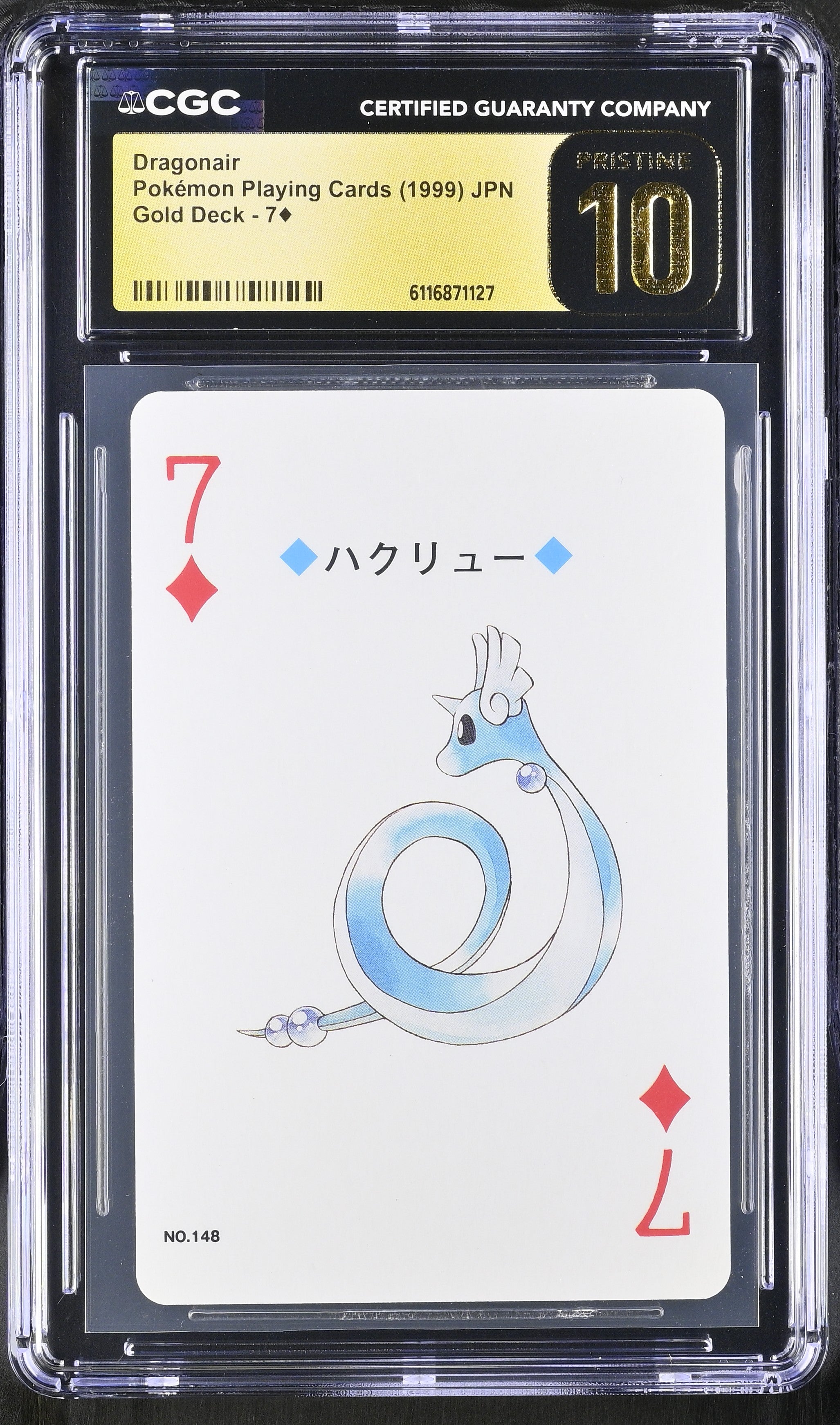 Dragonair 7 CGC 10 Pristine 1999 Gold Poker Deck Pokemon Playing Card Japanese