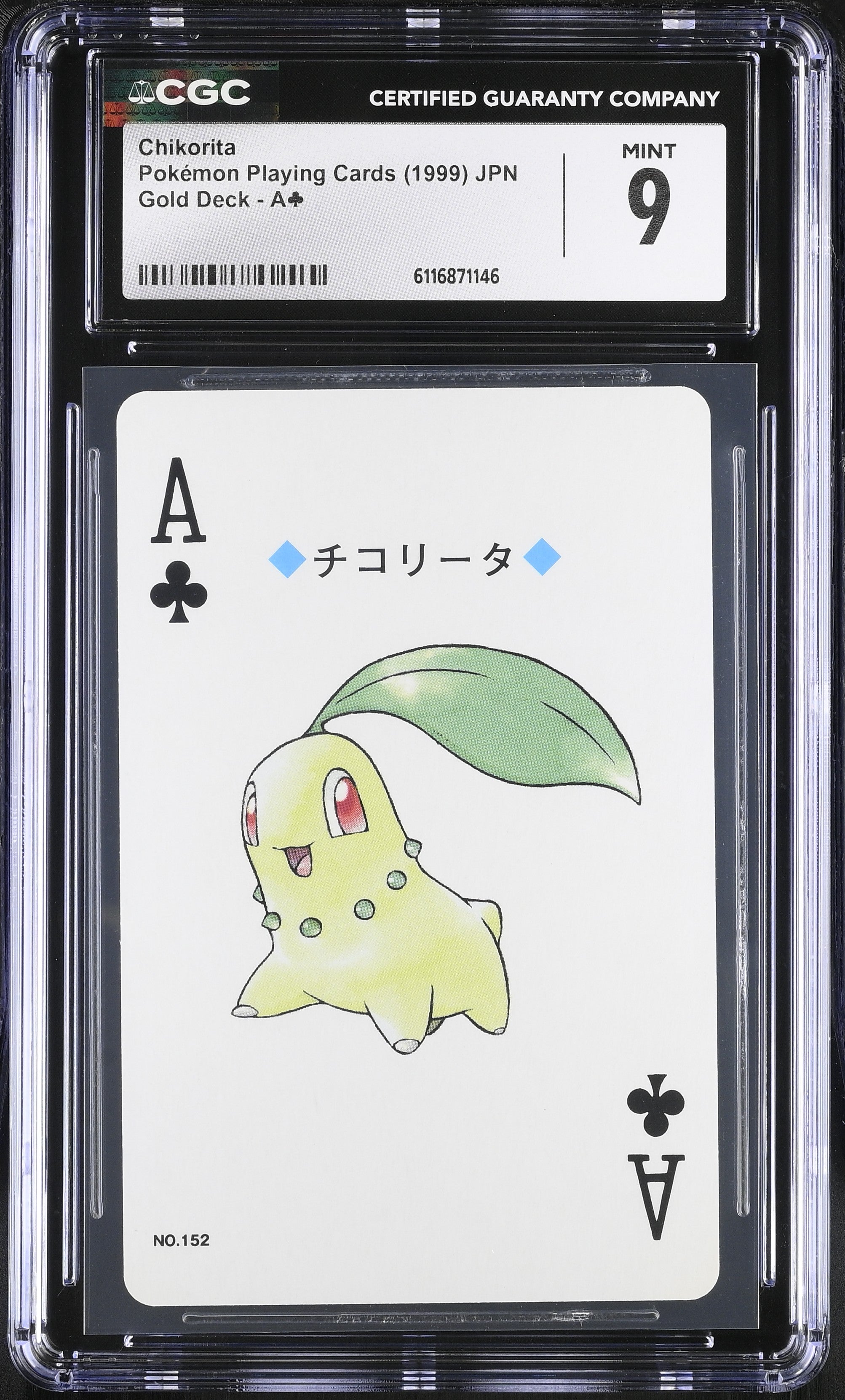 Chikorita A CGC 9 Mint 1999 Poker Gold Deck Pokemon Playing Card Japanese