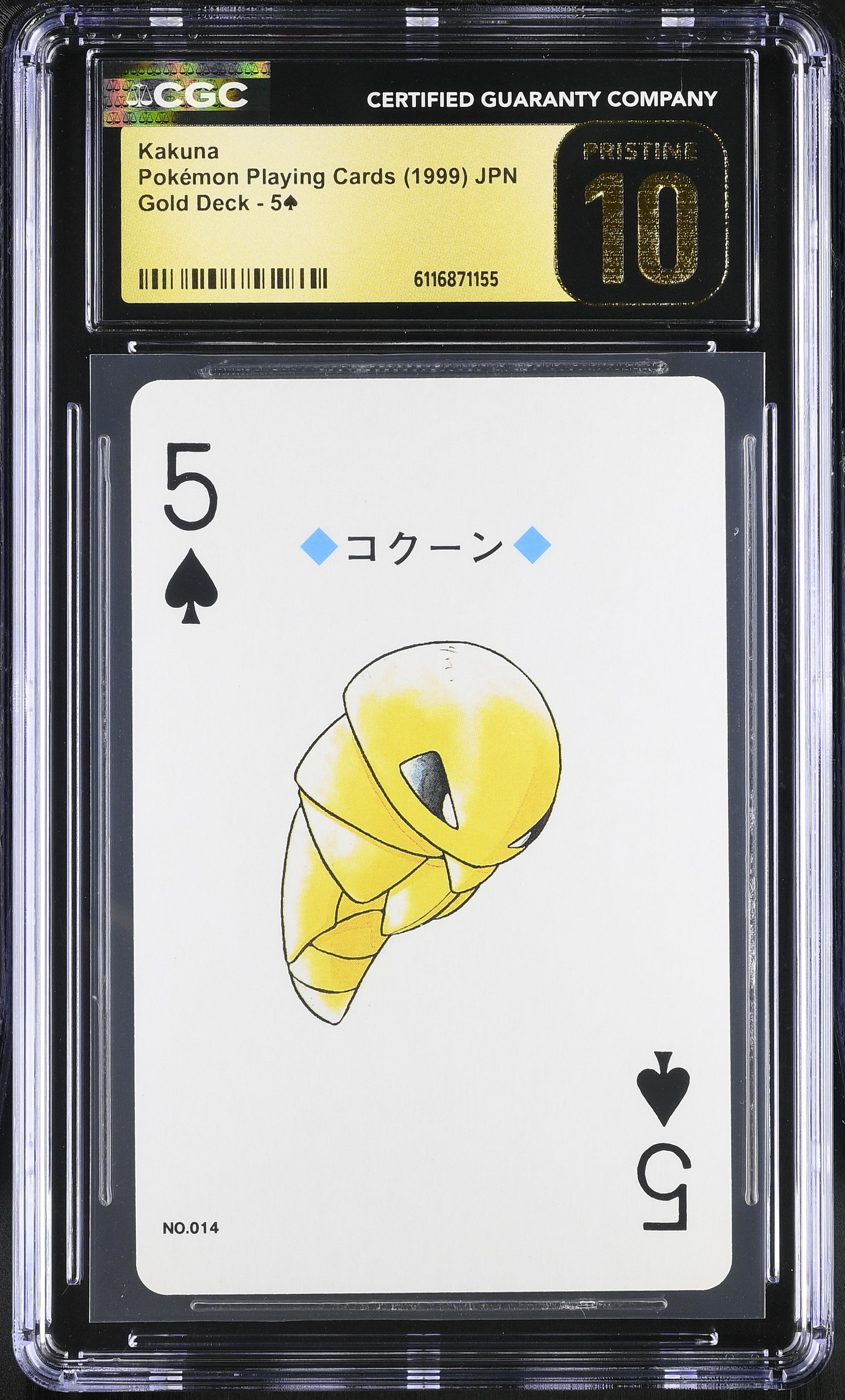 Kakuna 5 CGC 10 Pristine 1999 Gold Poker Deck Pokemon Playing Card Japanese