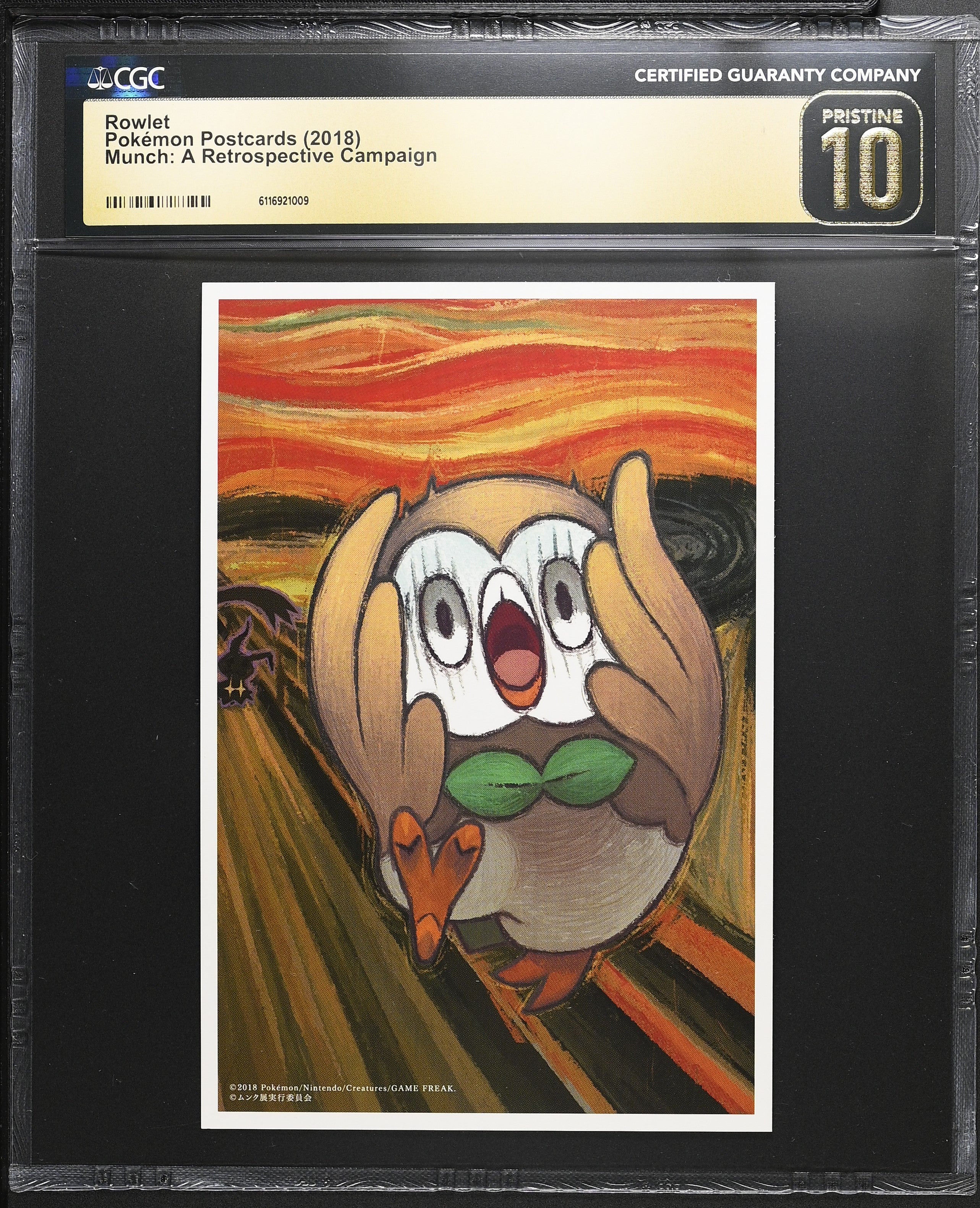 Rowlet CGC 10 Pristine 2018 Munch: A Retrospective Campaign Pokemon Postcard