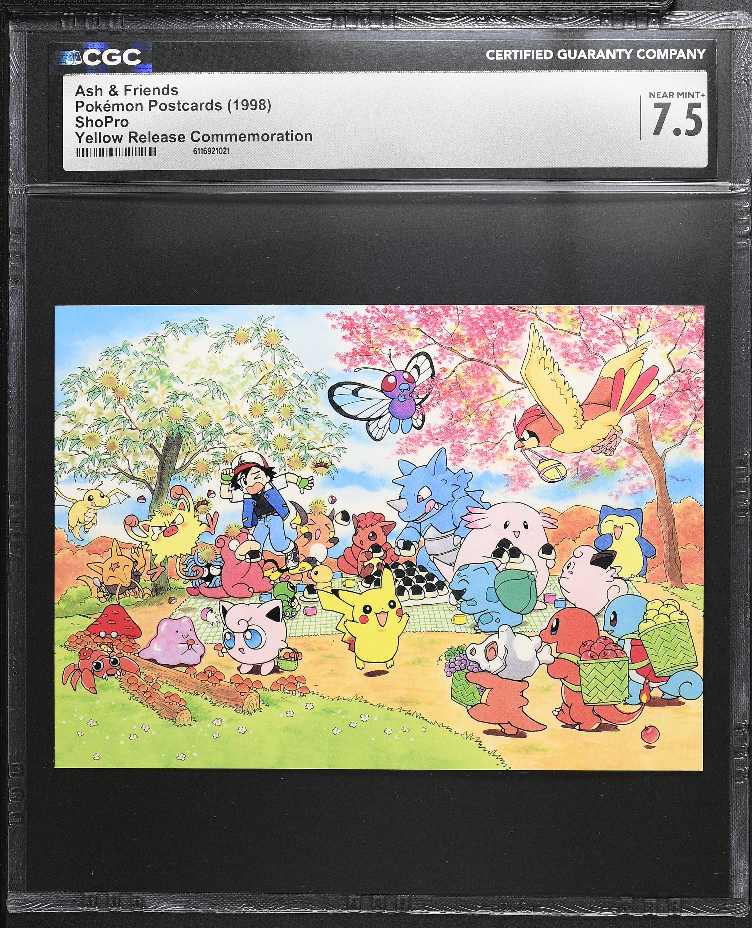 Pikachu Ash & Friends CGC 7.5 1998 Yellow Pokemon Postcard Keiko Fukiyama
