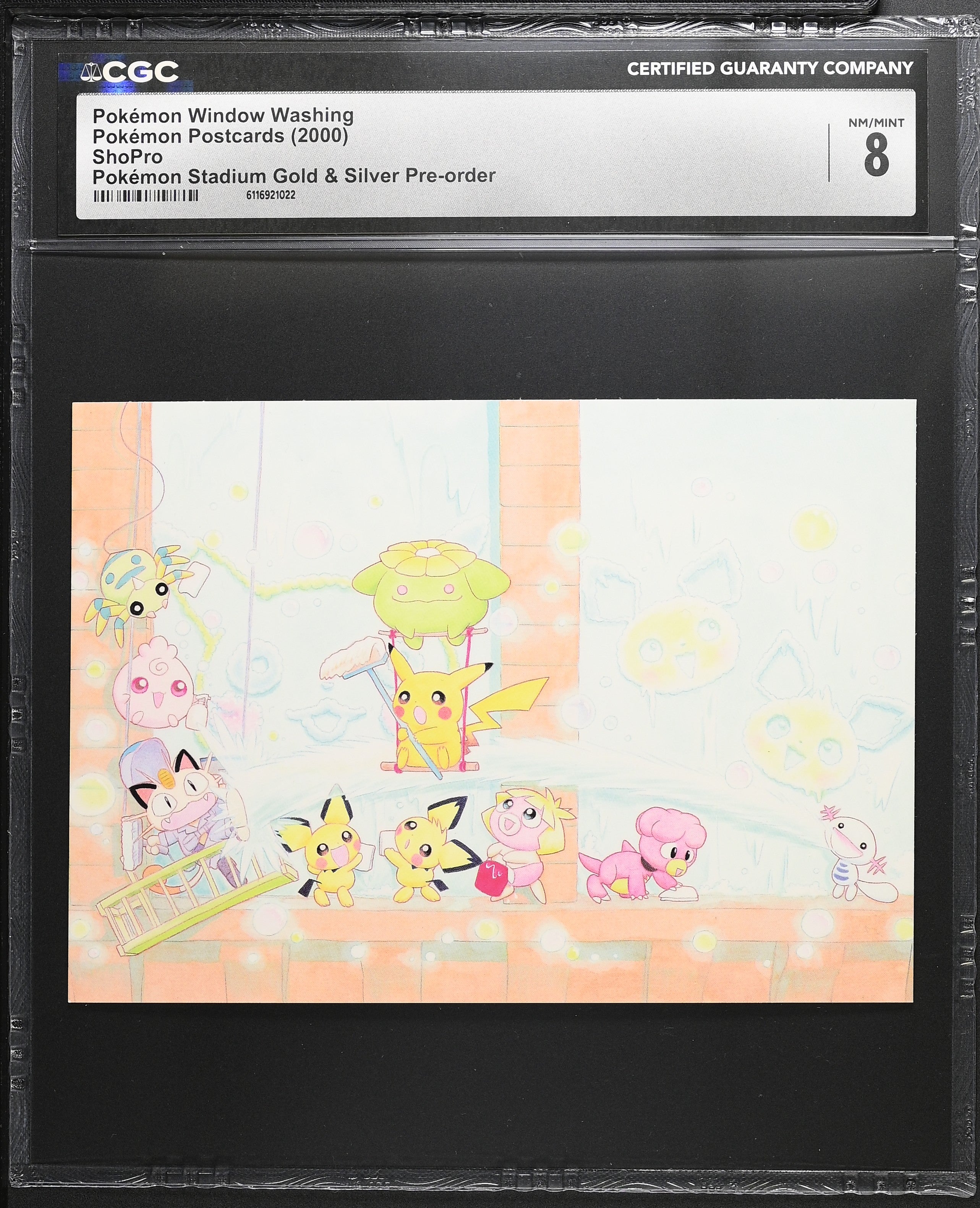 Pokemon Window Washing CGC 8 2000 Gold & Silver Pokemon Postcards Keiko Fukiyama