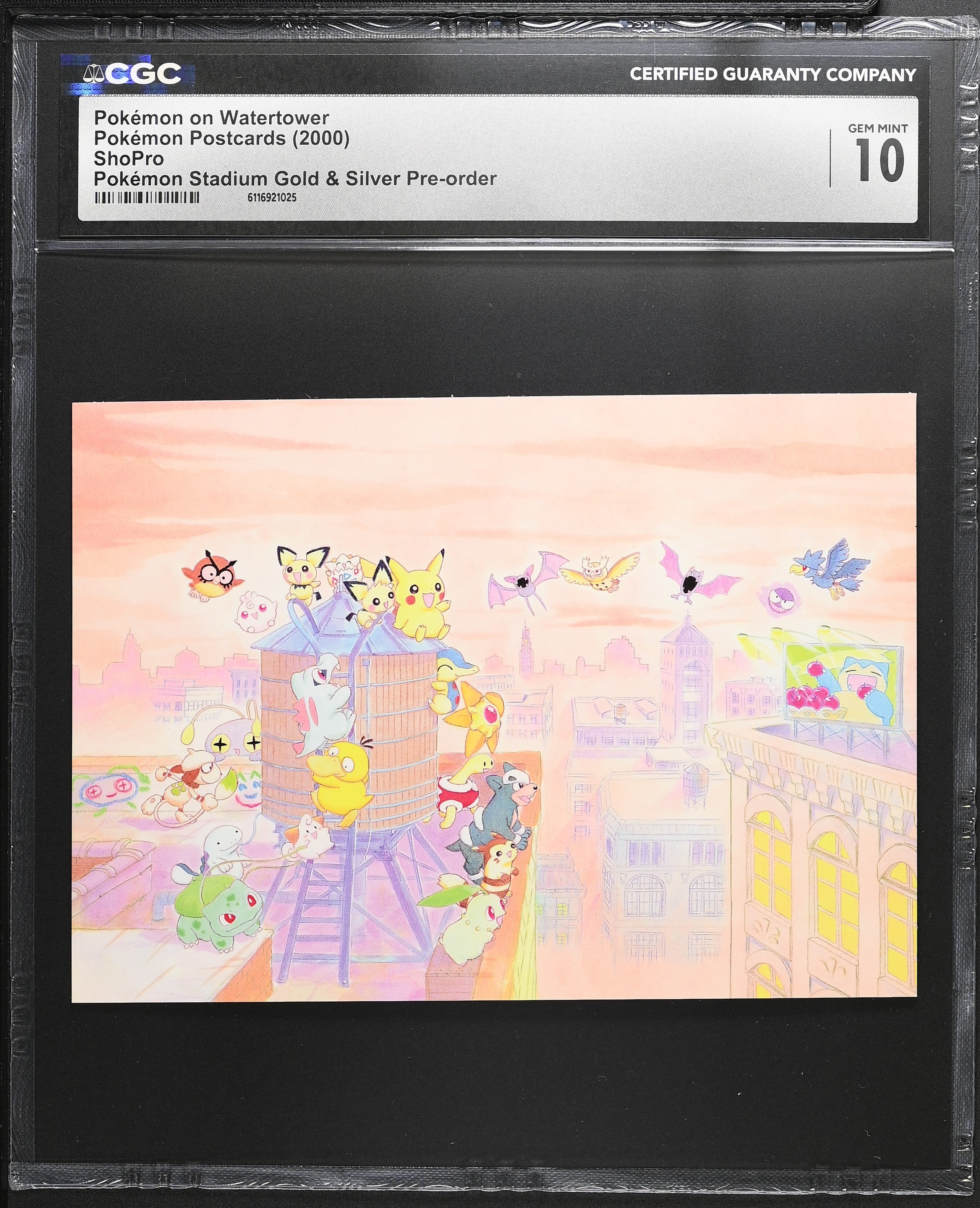 Pokemon On Watertower CGC 10 2000 Gold & Silver Pokemon Postcards Keiko Fukiyama