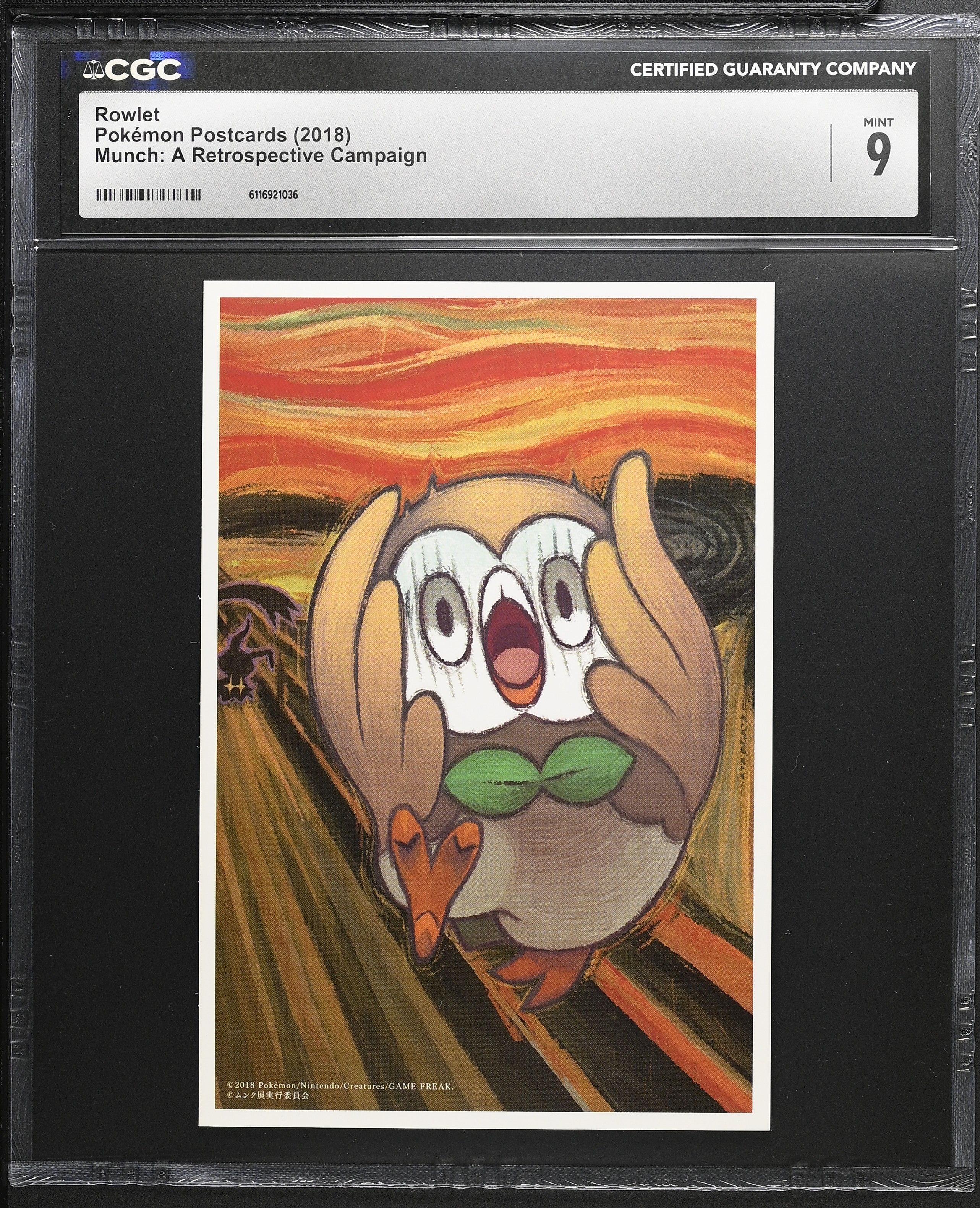 Rowlet CGC 9 Mint 2018 Munch: Campaign Pokemon Postcards Scream Hideki Ishikawa