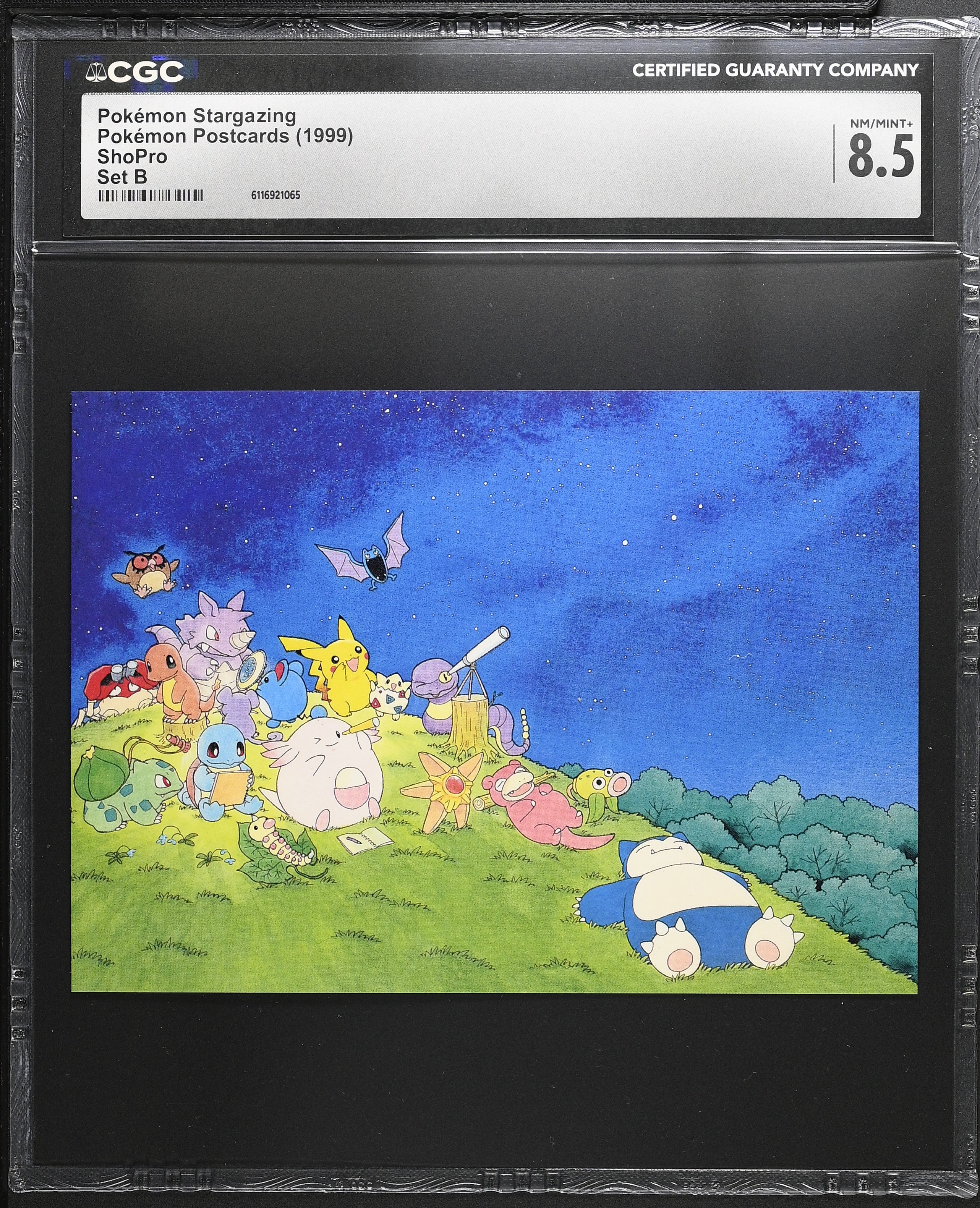 Pokemon Stargazing Pikachu Snorlax CGC 8.5 1999 Pokemon Postcards Keiko Fukiyama