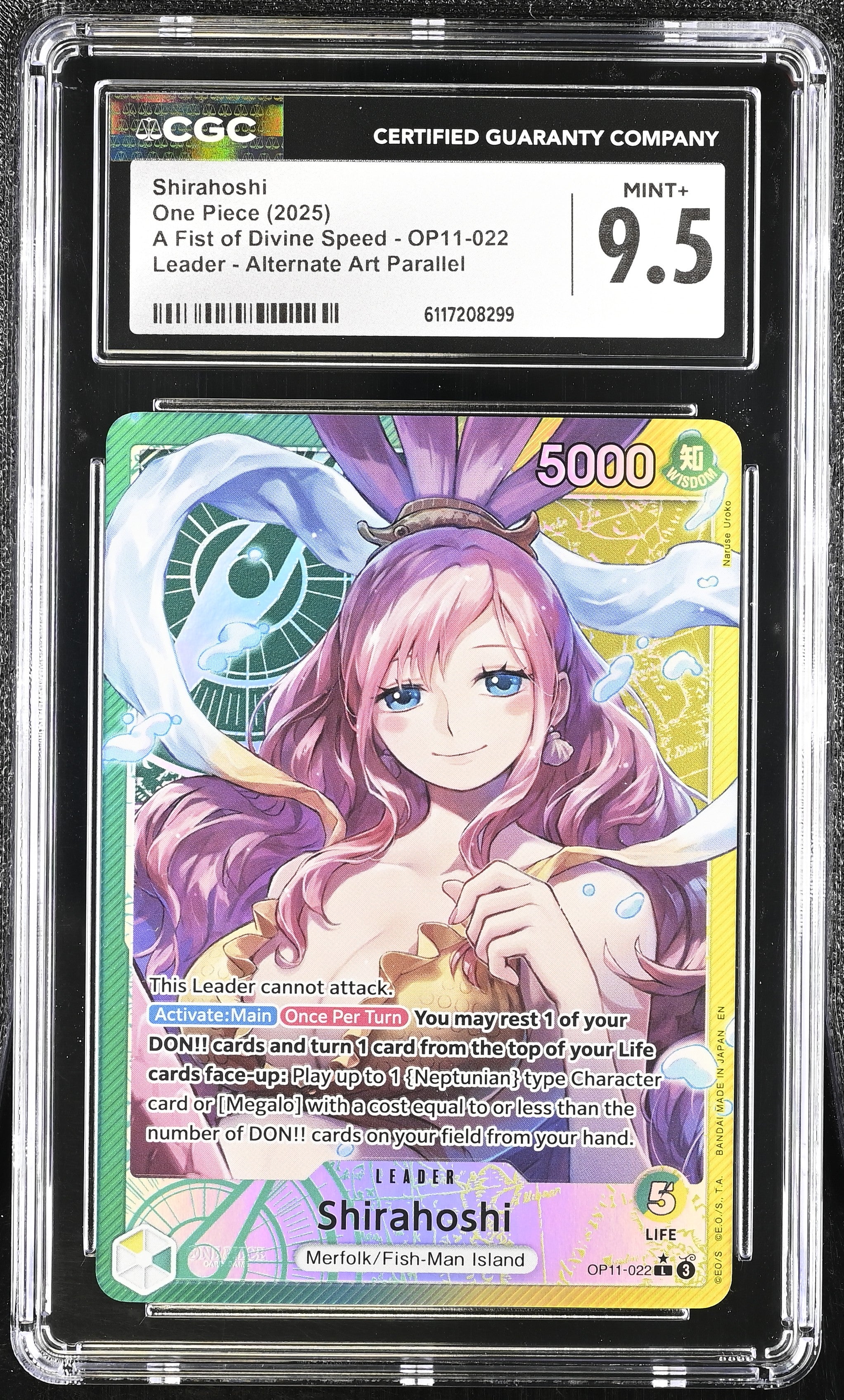 Shirahoshi OP11-022 CGC 9.5 Mint+ 2025 Alternate Art Parallel A Fist Of Divine Speed One Piece