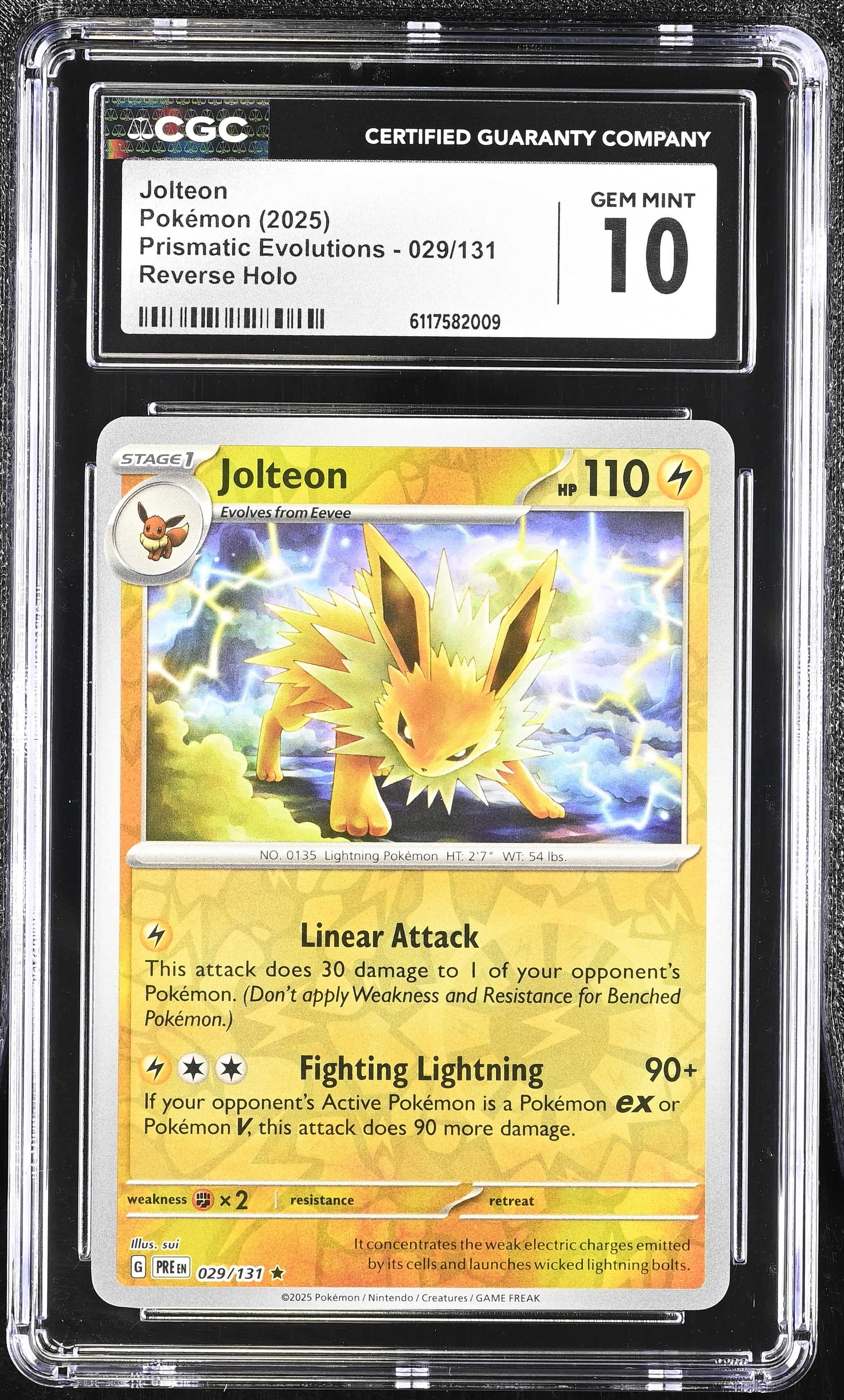 Jolteon 029/131 CGC 10 Gem Mint 2025 Reverse Holo Prismatic Evolutions Pokemon English