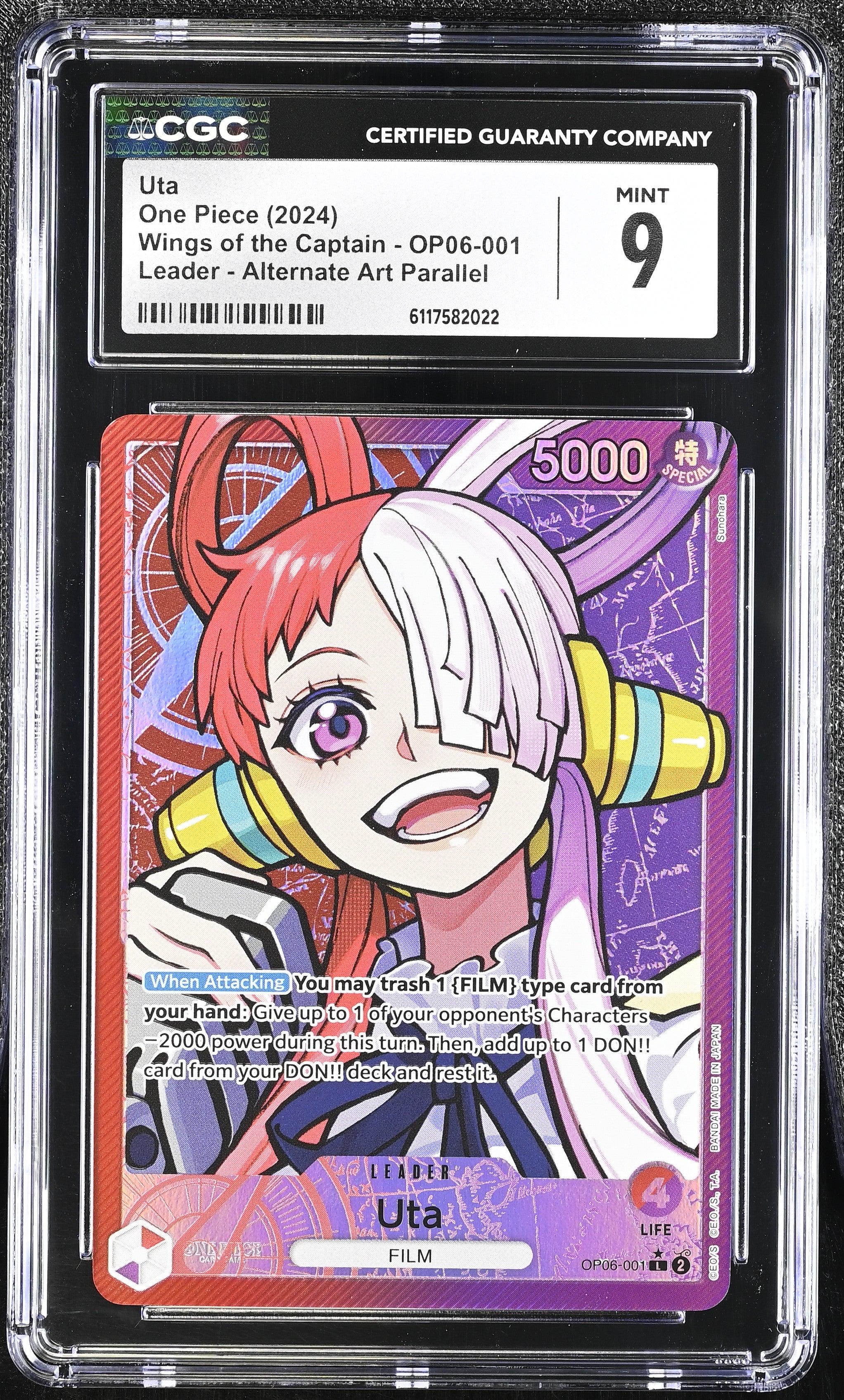 Uta OP06-001 CGC 9 Mint 2024 Alternate Art Parallel Wings Of The Captain One Piece