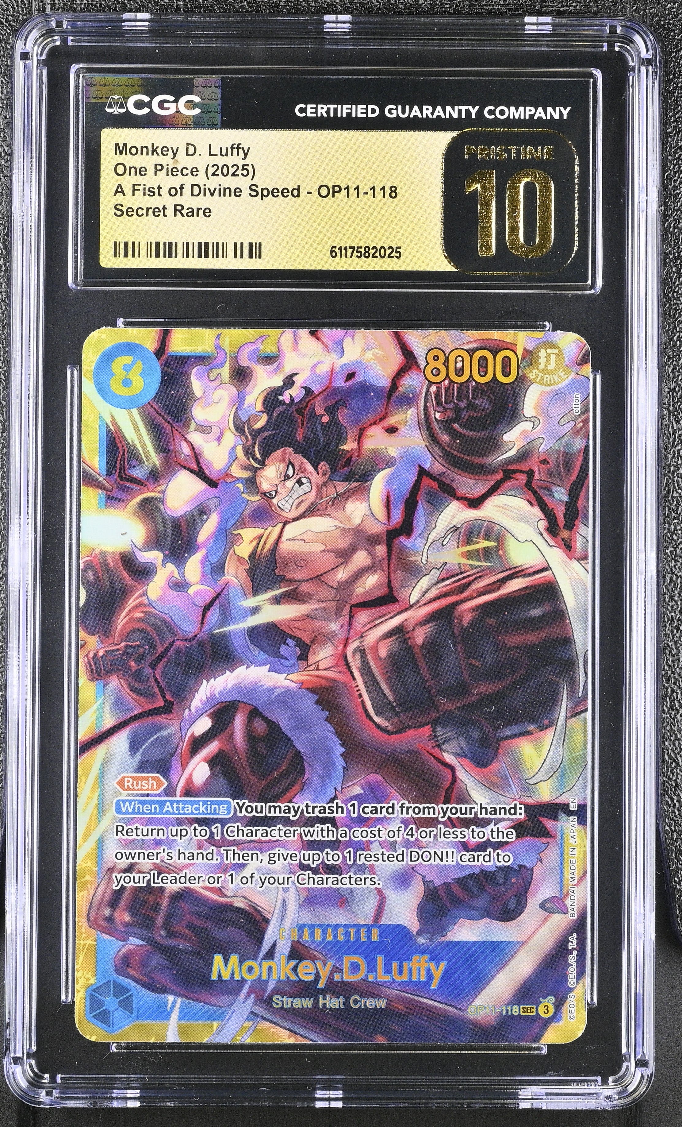 Monkey D. Luffy OP11-118 CGC 10 Pristine 2025 One Piece English
