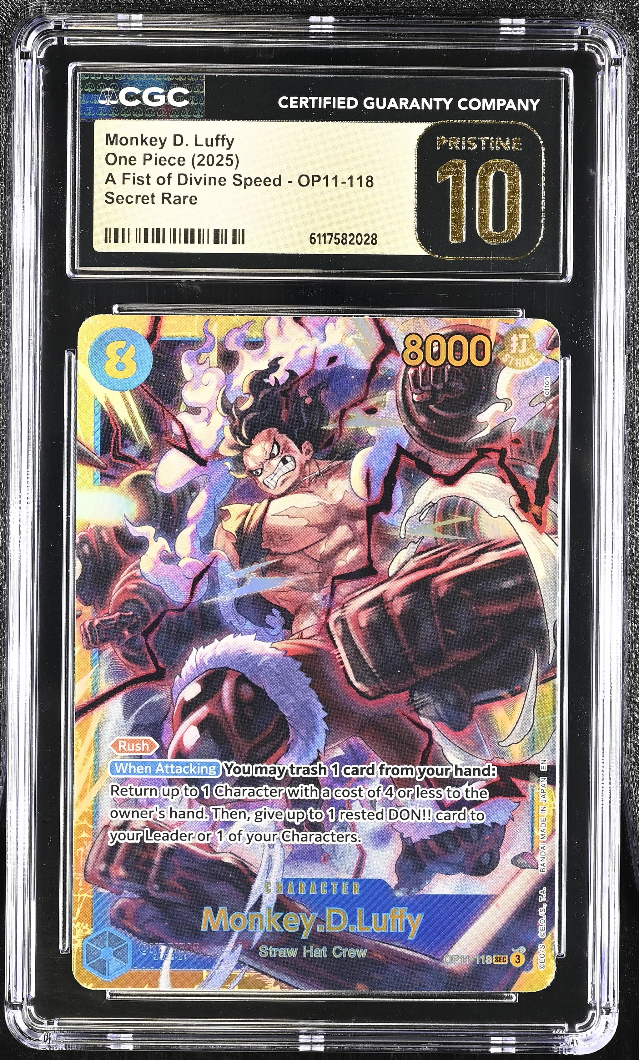 Monkey D. Luffy OP11-118 CGC 10 Pristine 2025 One Piece English
