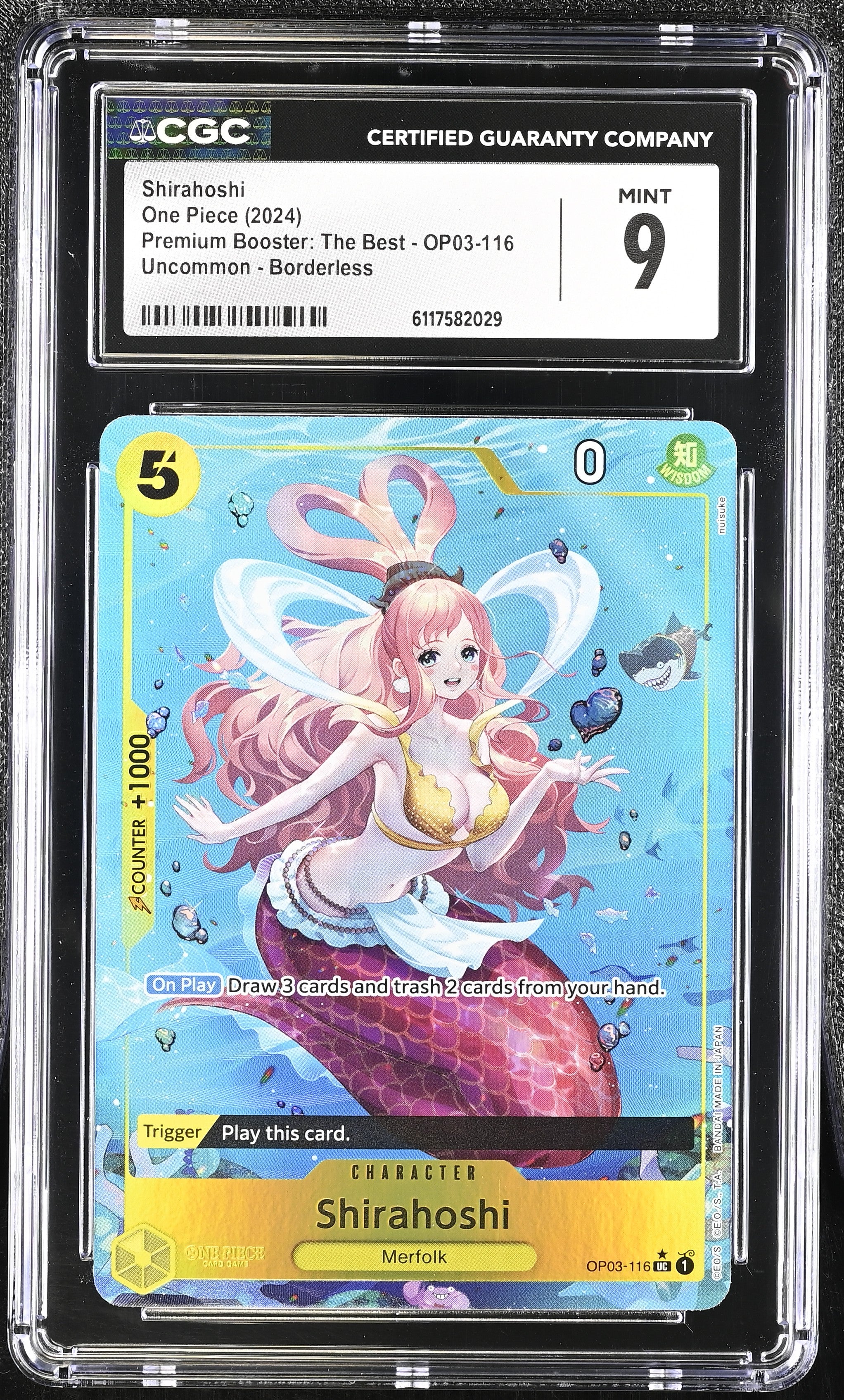 Shirahoshi OP03-116 CGC 9 Mint 2024 Borderless Premium Booster: The Best One Piece