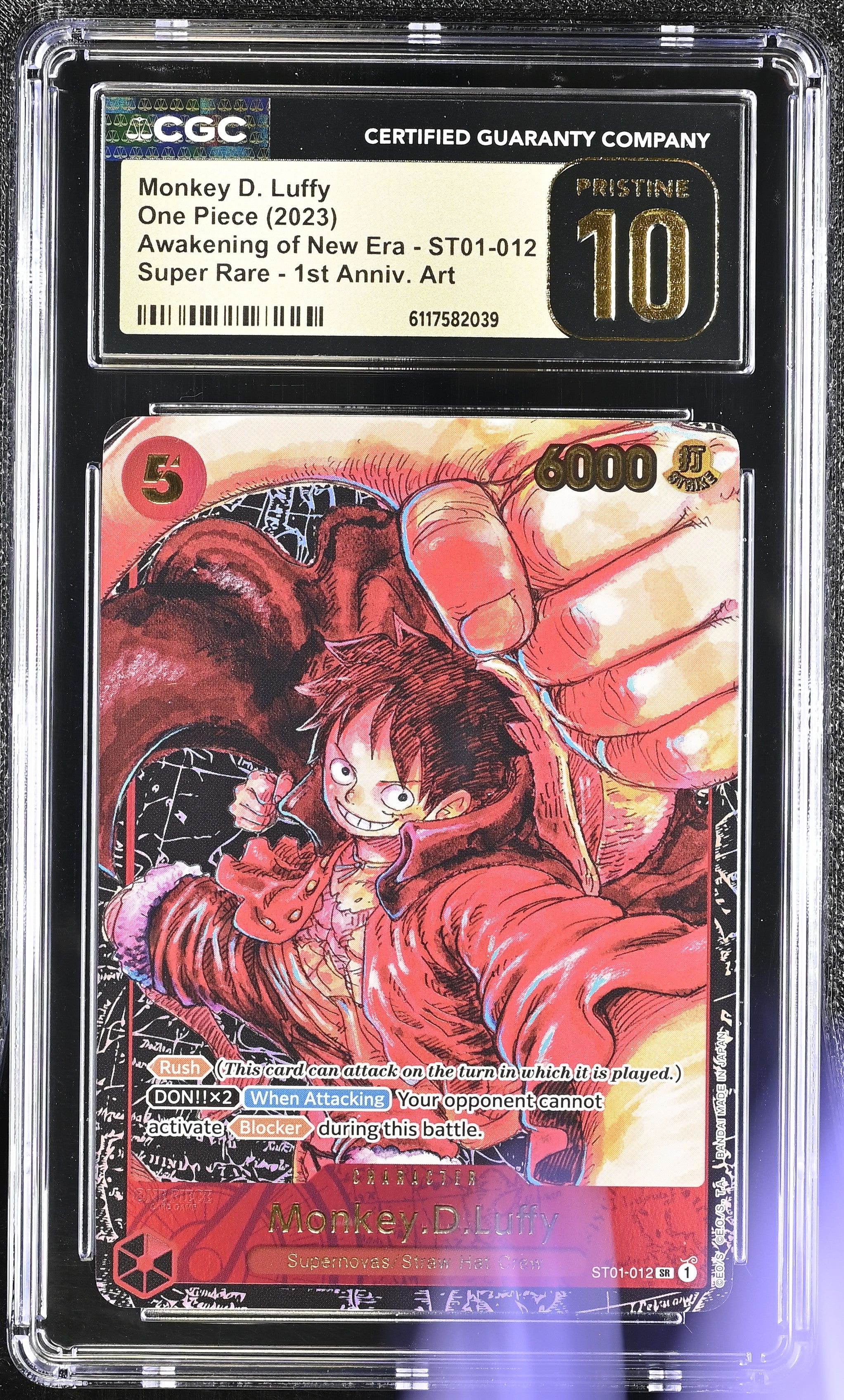 Monkey D. Luffy ST01-012 CGC 10 Pristine 2023 1st Anniv. Art Awakening Of New Era One Piece English
