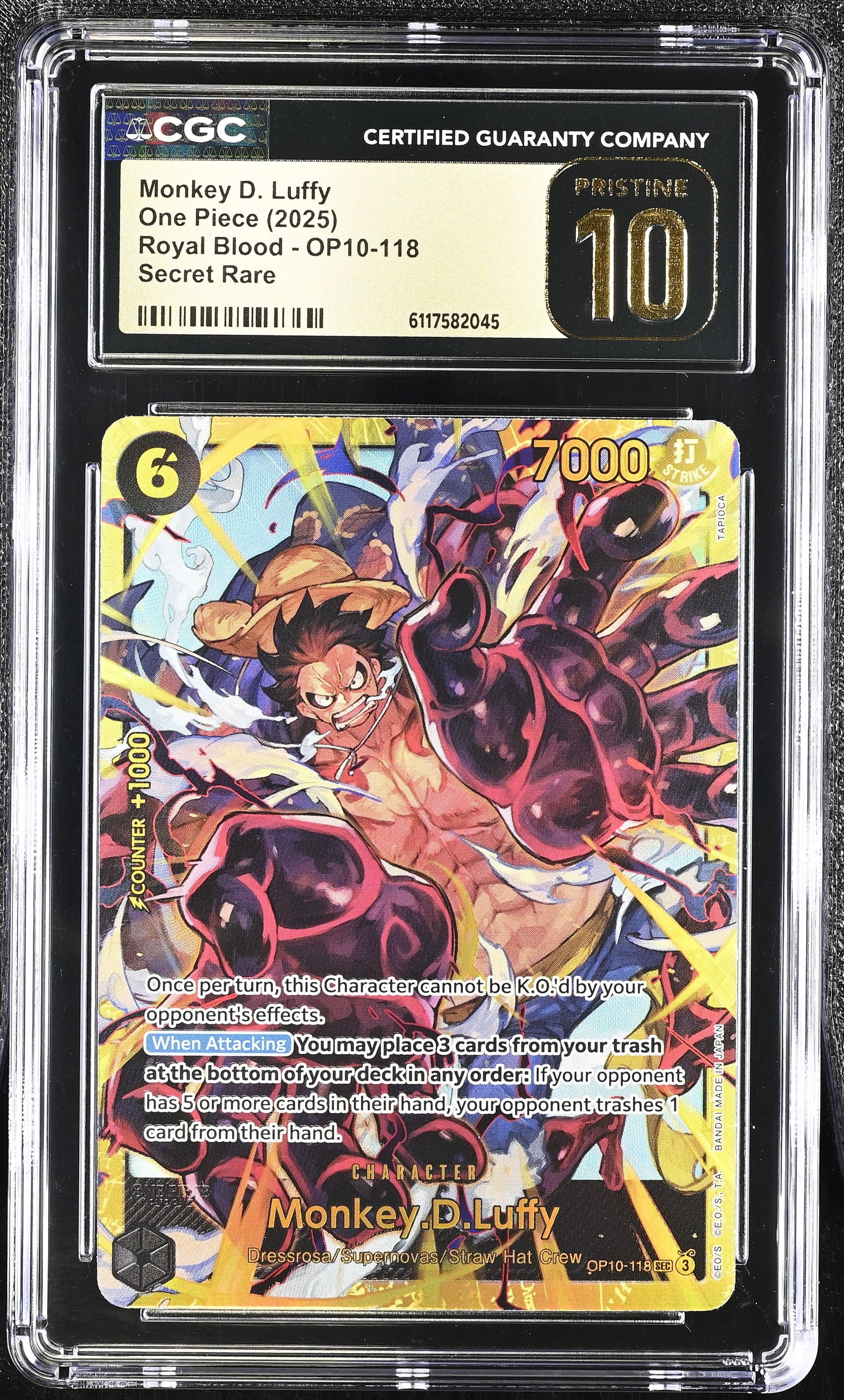 Monkey D. Luffy OP10-118 CGC 10 Pristine 2025 Royal Blood One Piece English
