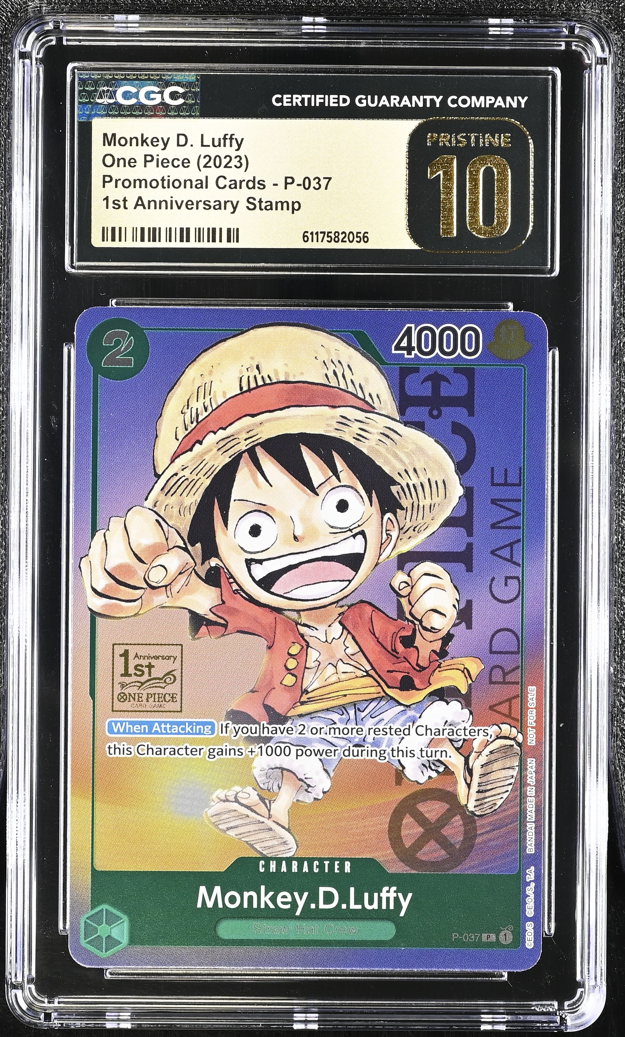 Monkey D. Luffy P-037 CGC 10 Pristine 2023 1st Anniversary Promo One Piece English