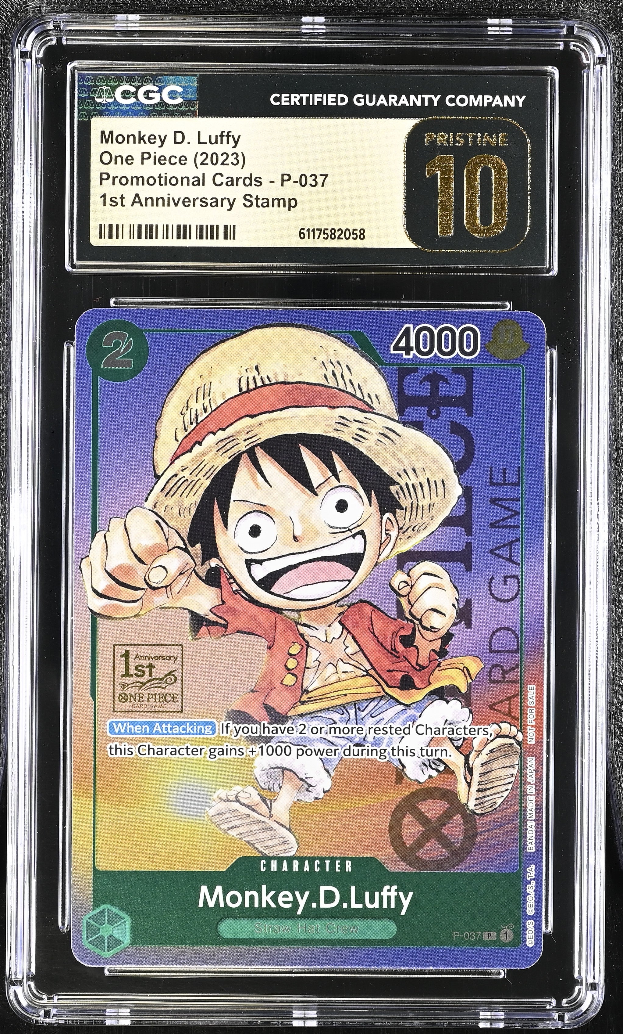 Monkey D. Luffy P-037 CGC 10 Pristine 2023 1st Anniversary Promo One Piece English