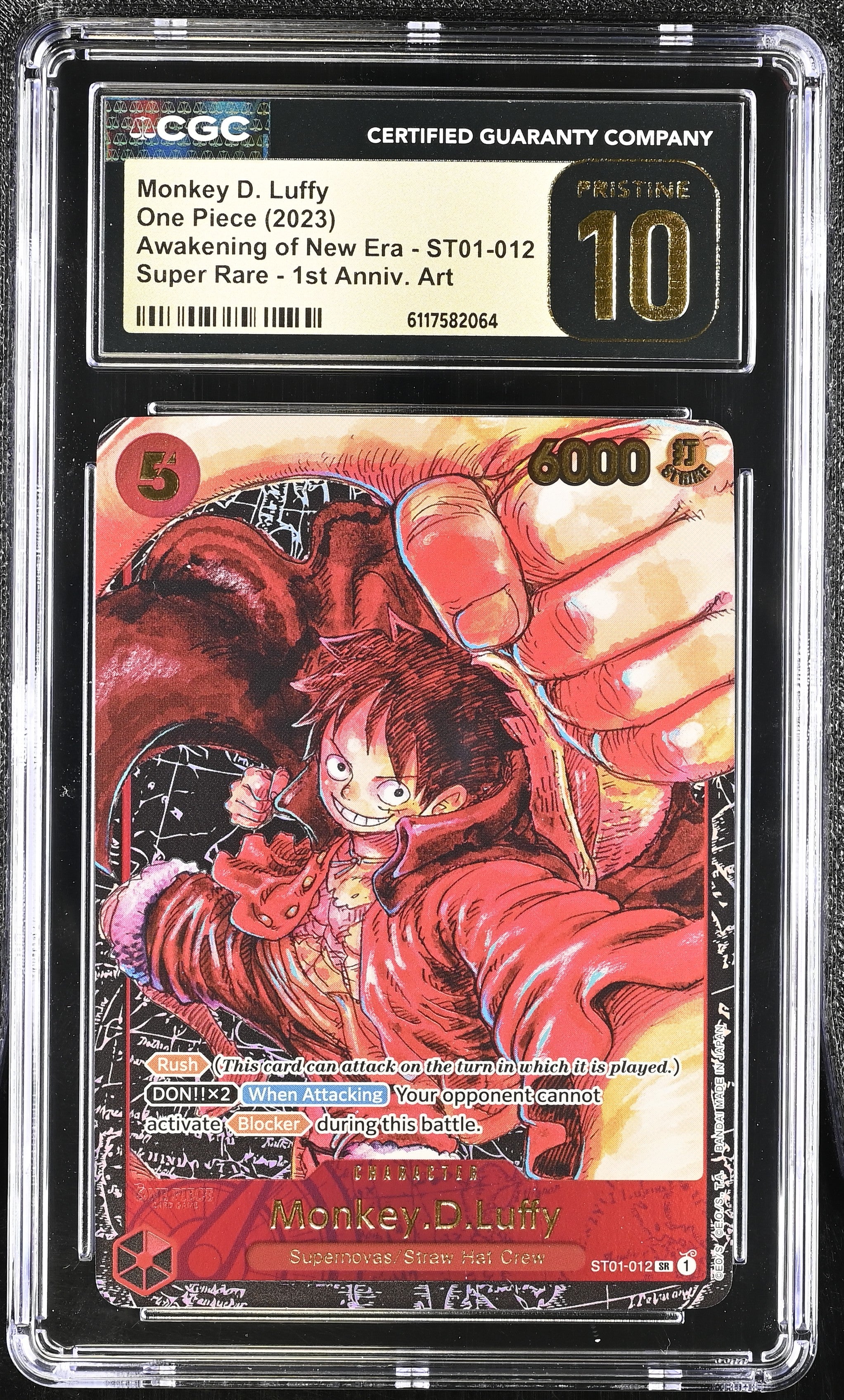 Monkey D. Luffy ST01-012 CGC 10 Pristine 2023 1st Annivesary Oda One Piece English