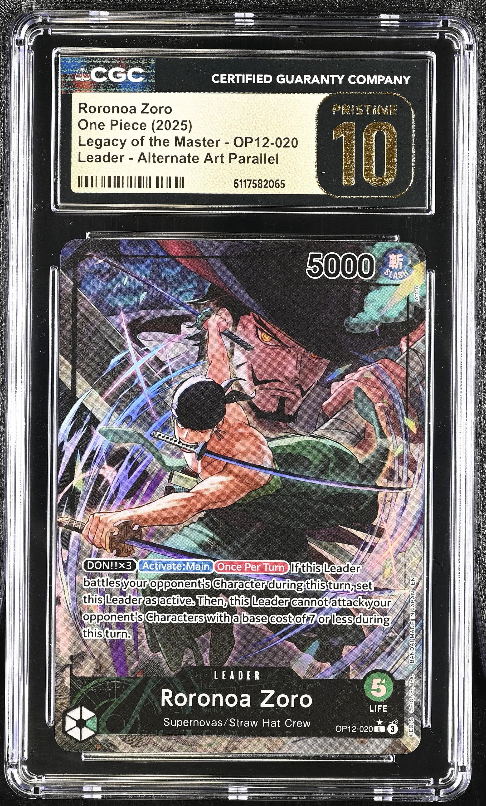 Roronoa Zoro OP12-020 CGC 10 Pristine 2025 Alternate Art Parallel One Piece English