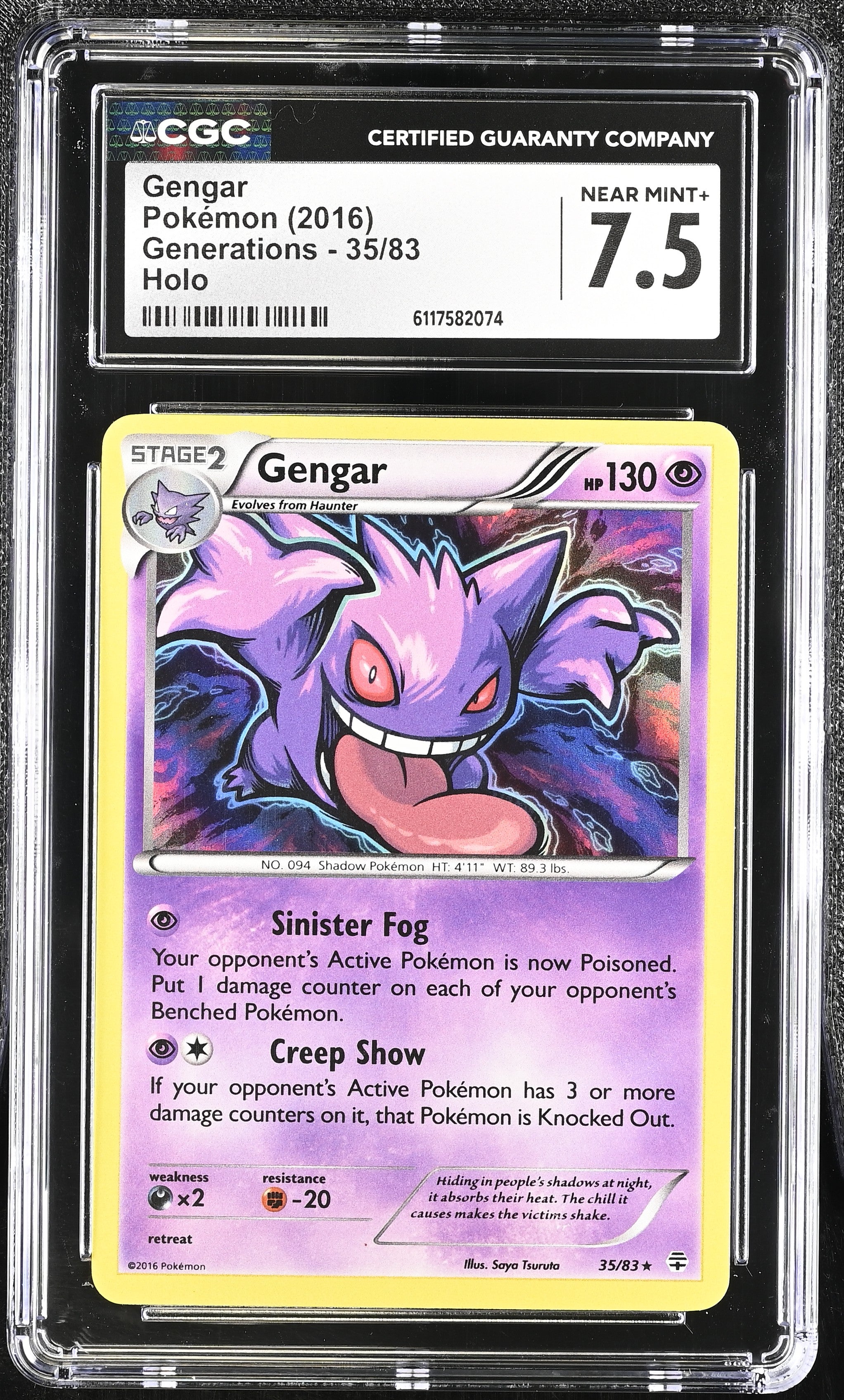 Gengar 35/83 CGC 7.5 Near Mint+ 2016 Holo Generations Pokemon