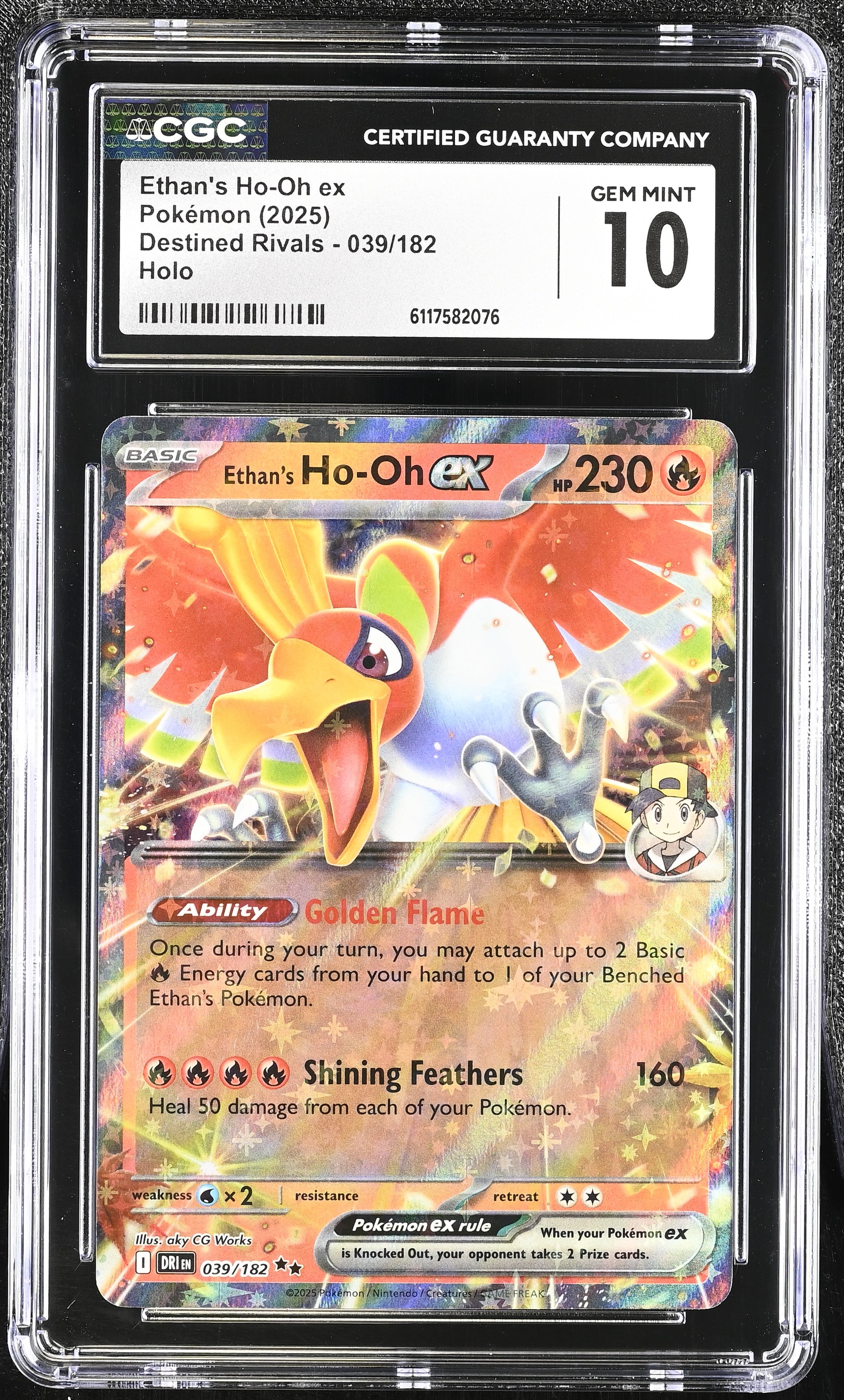 Ethan's Ho-oh EX 039/182 CGC 10 Gem Mint 2025 Holo Destined Rivals Pokemon English