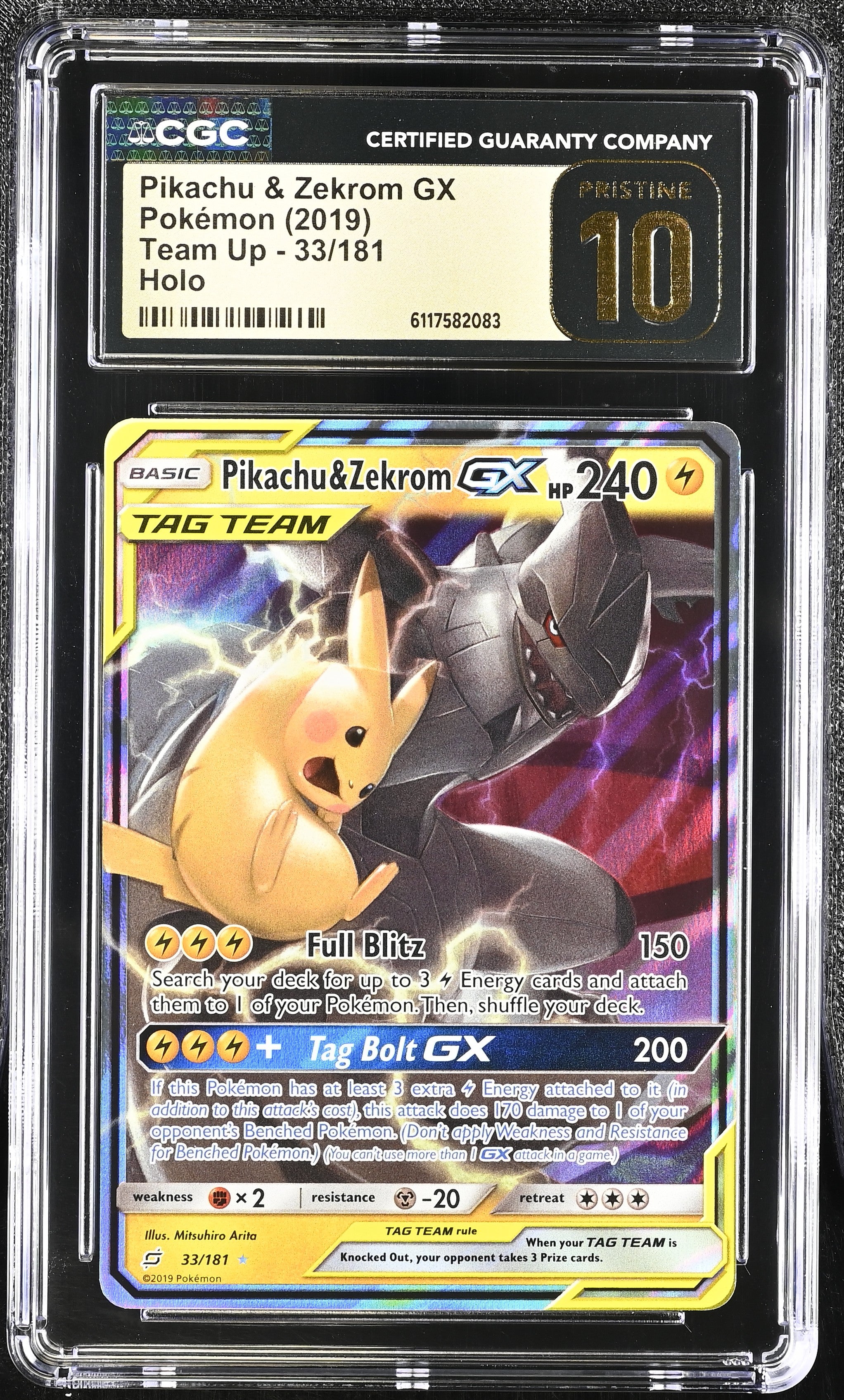 Pikachu & Zekrom Gx 33/181 CGC 10 Pristine 2019 Holo Team Up Pokemon