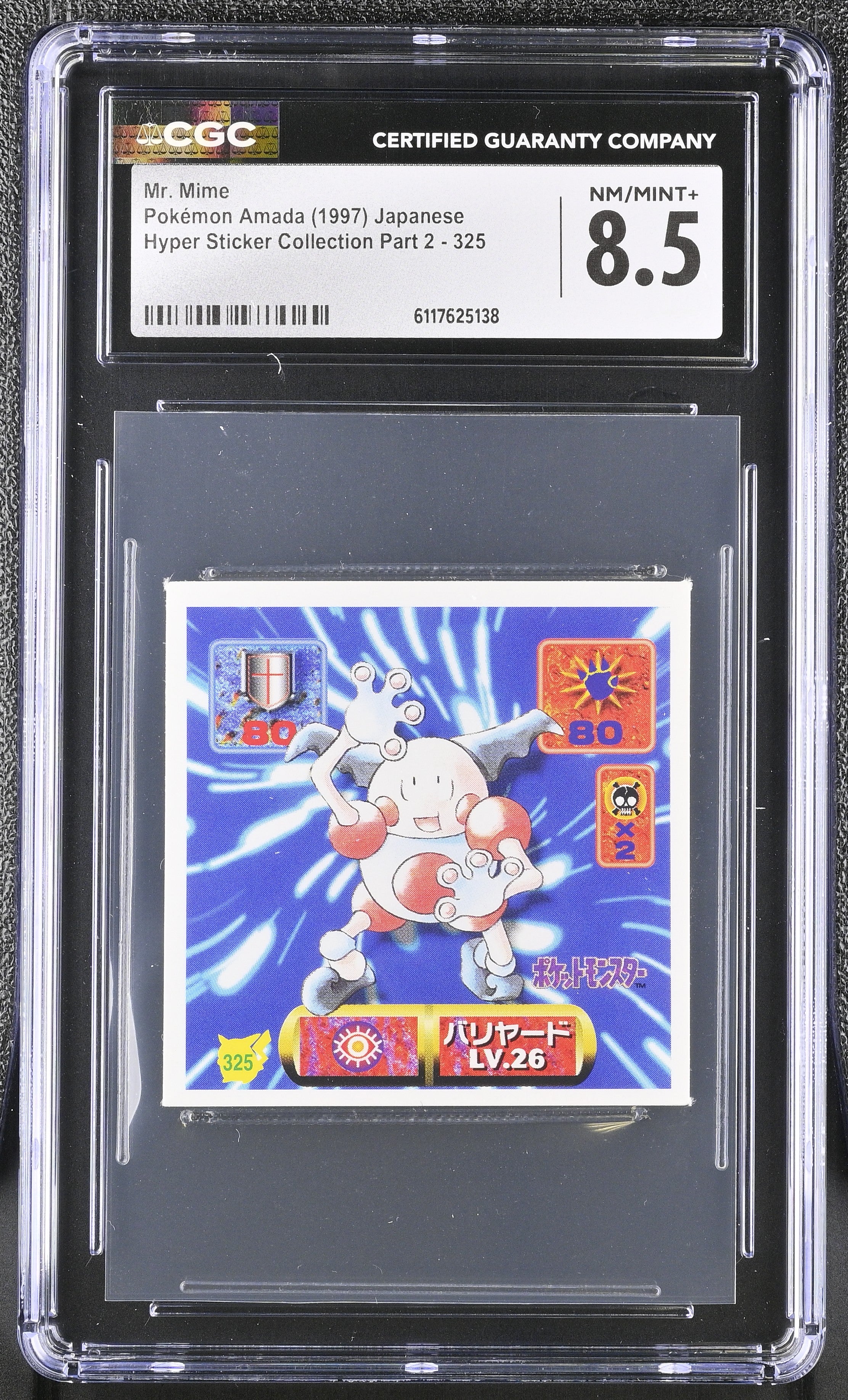 Mr. Mime Sticker 325 CGC 8.5 1997 Hyper Sticker Part 2 Pokemon Amada Japanese
