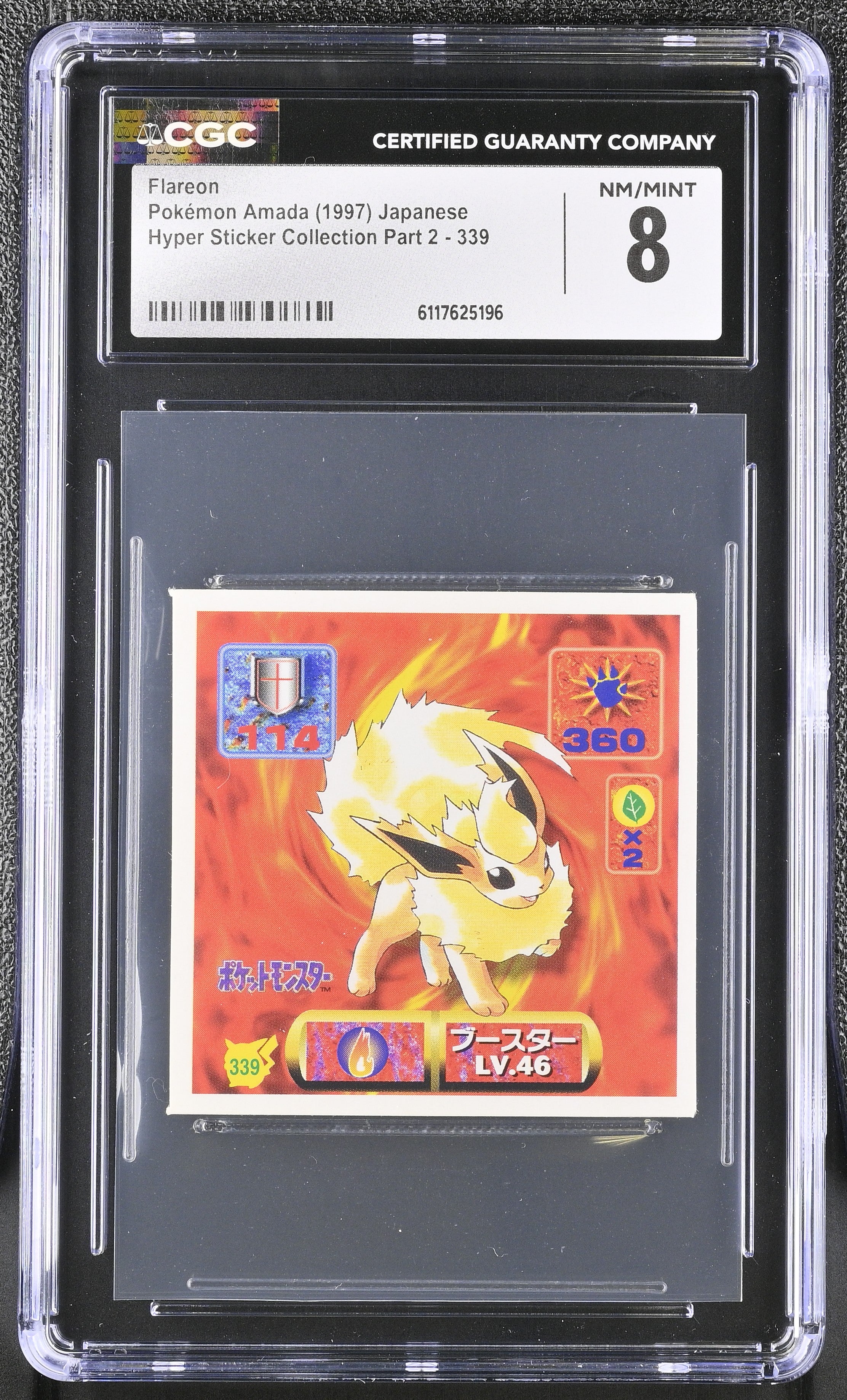 Flareon Sticker 339 CGC 8 Nm/mint 1997  Sticker  Part 2 Pokemon Amada Japanese