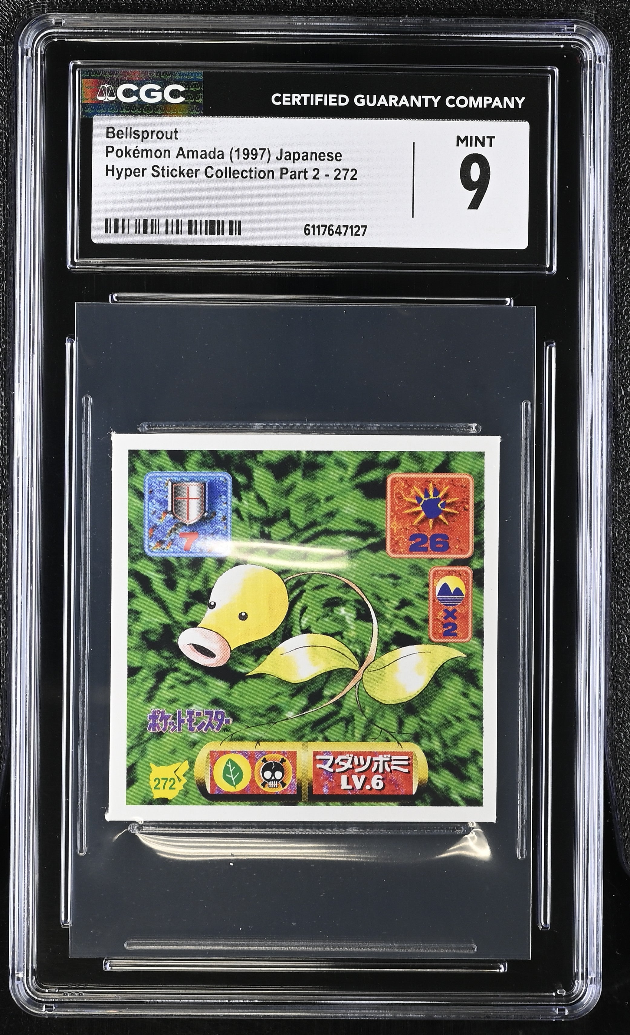 Bellsprout Sticker 272 CGC 9 Mint 1997 Hyper Part 2 Pokemon Amada Japanese