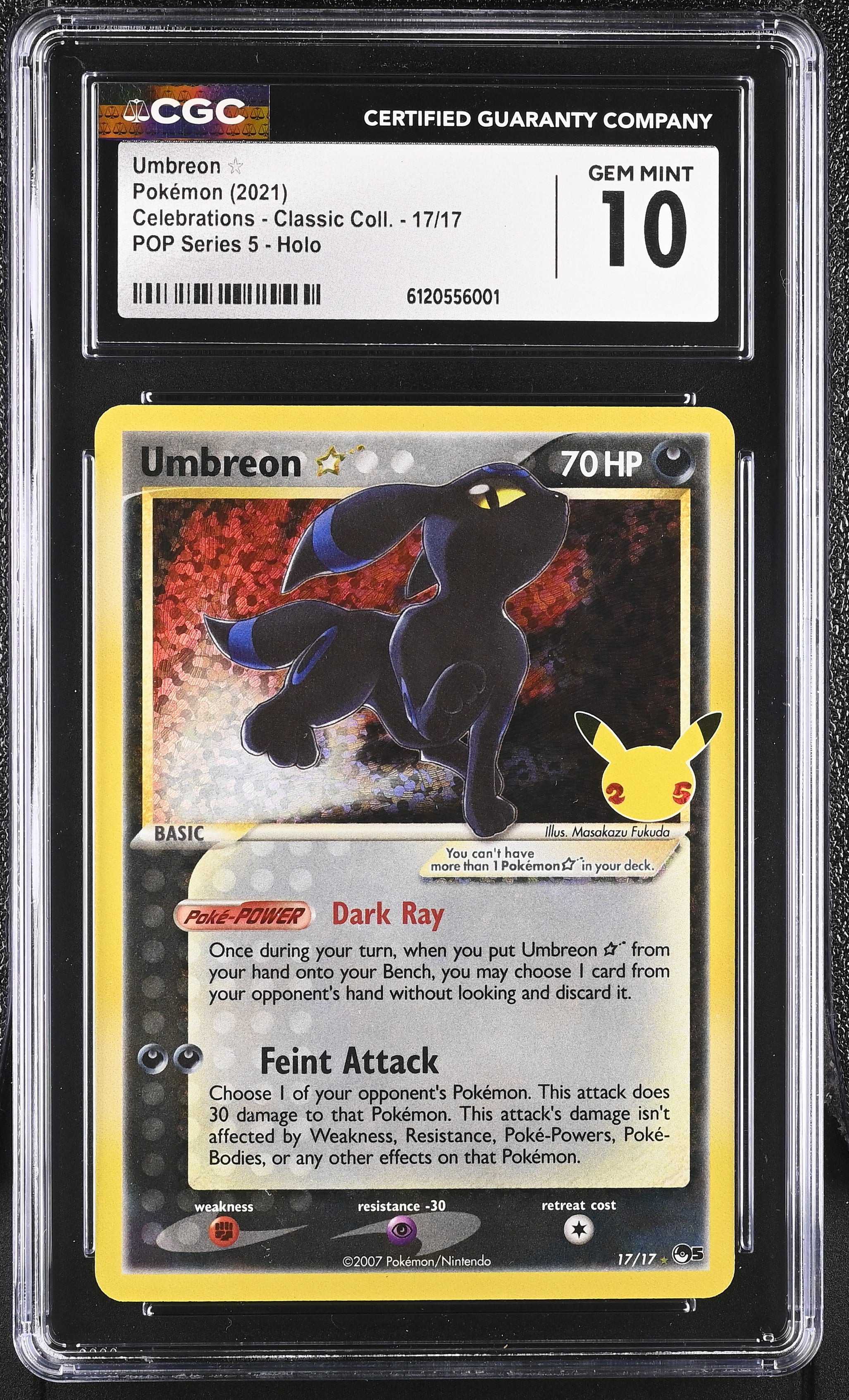 Umbreon 17/17 CGC 10 Gem Mint 2021 Pop Series 5 Holo Celebrations - Classic Coll. Pokemon